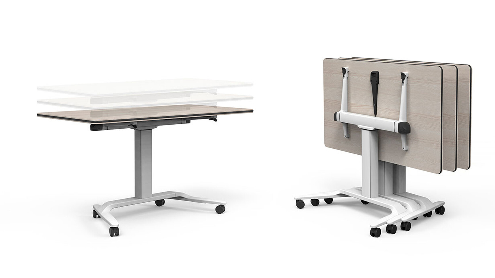 Actiu Talent Series 500 Height Adjustable Desk With Flip Top Table With Tables Flipped Family Image