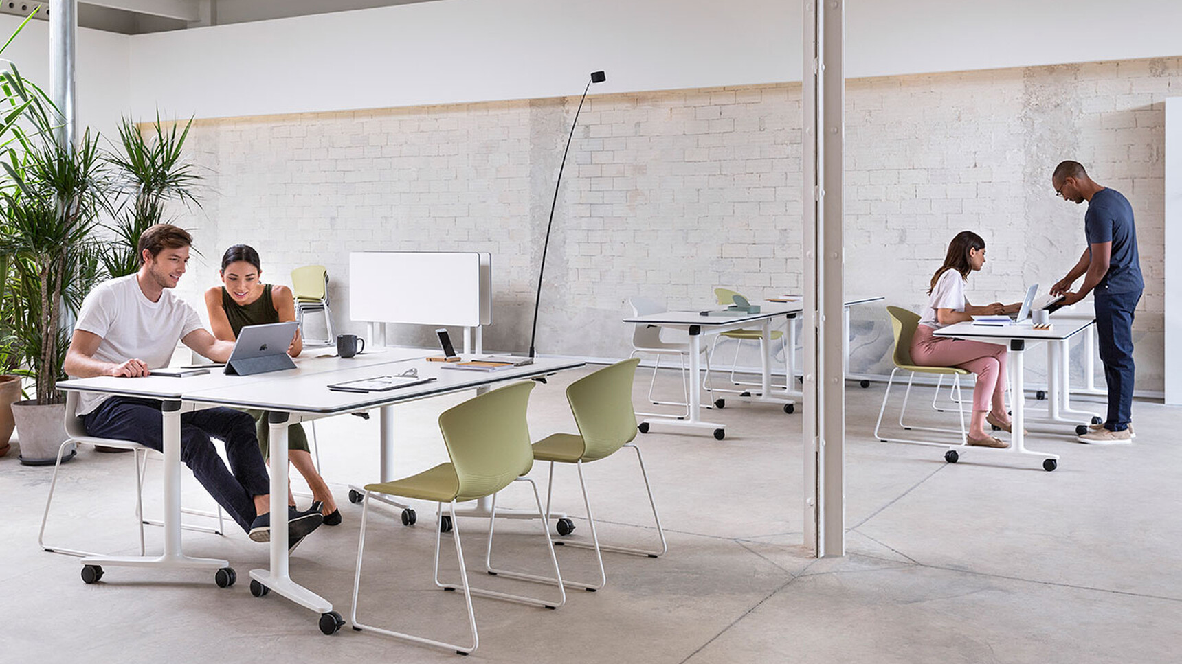 Actiu Talent Series 300 Flip Top Tables With Chairs In Office Environment