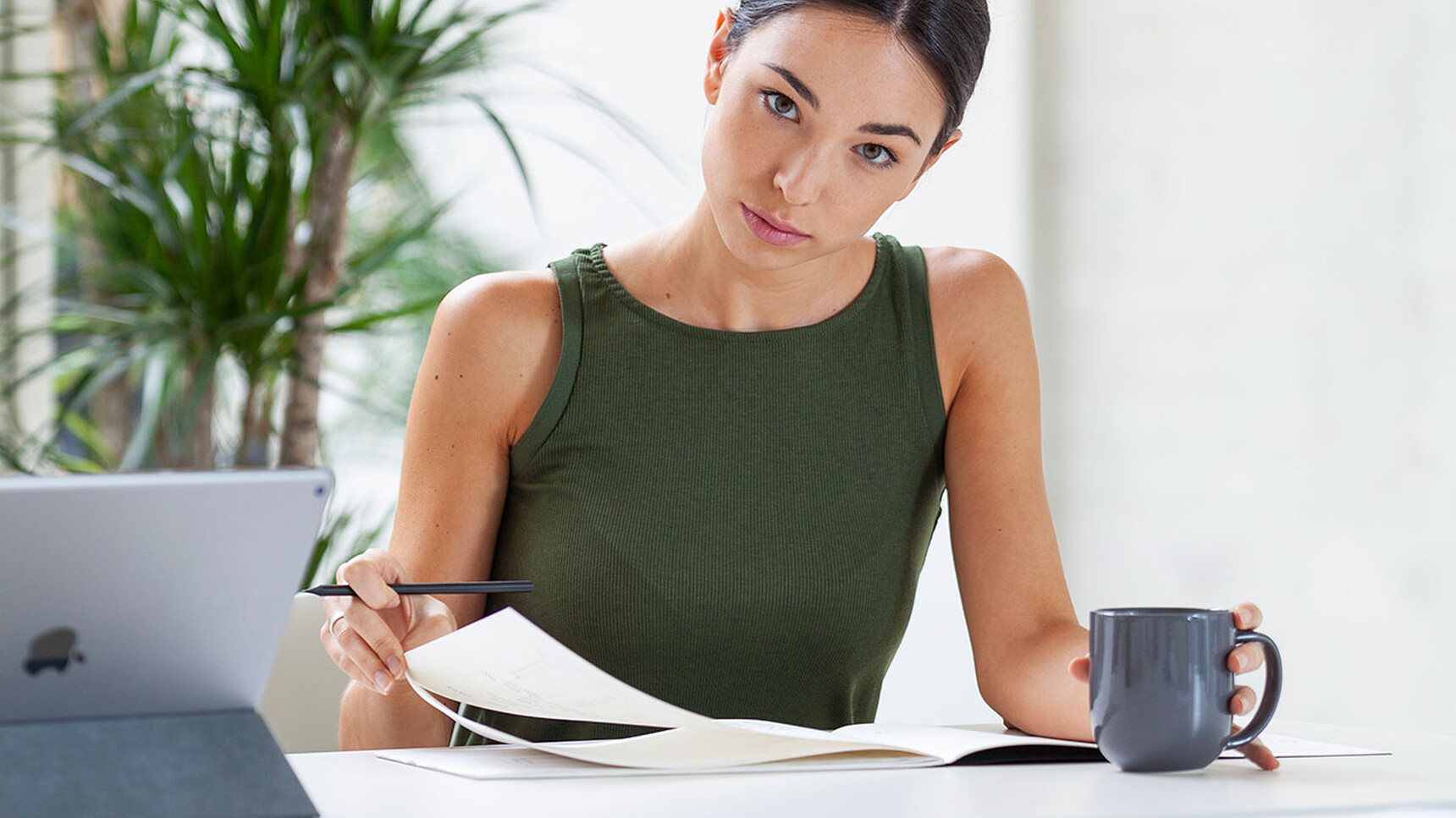 Actiu Talent Series 300 Flip Top Table With Person Detail Image