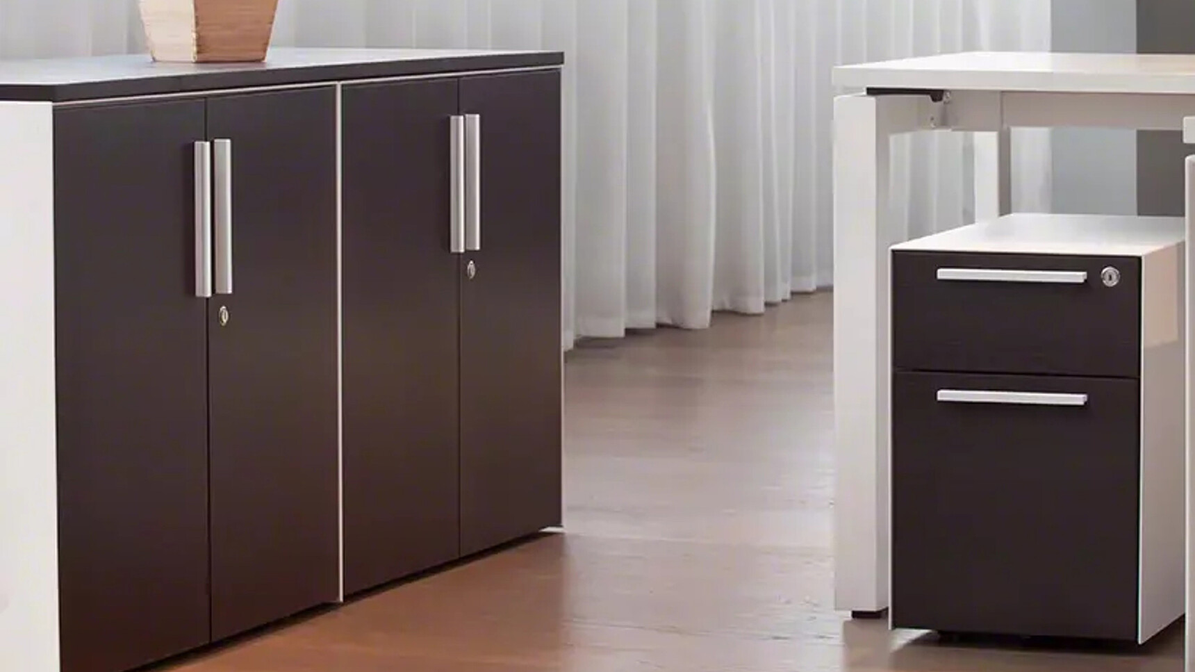 Steelcase Volum Art Two Drawer Pedestal On Castors | Melamine Front Under Desk With Storage Family Image