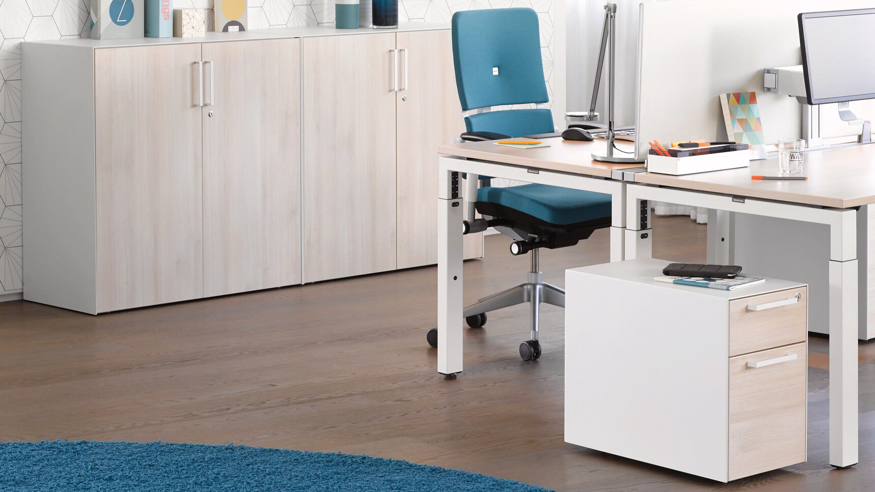 Steelcase Volum Art Two Drawer Pedestal On Castors | Melamine Front Under Desk Family Image