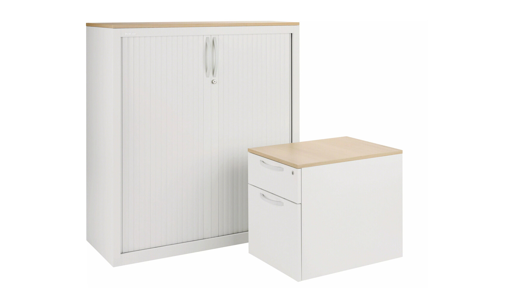 Steelcase Implicit Two Drawer Pedestal With Melamine Top On Castors Steel Family Image