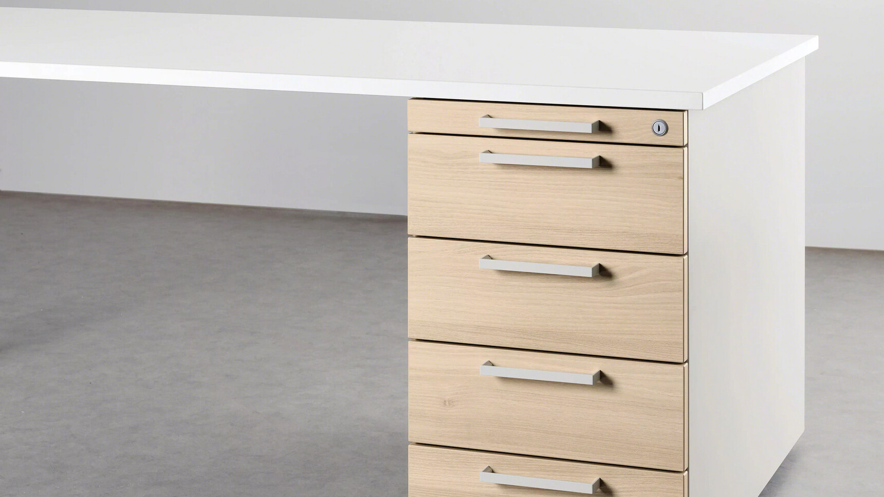 Steelcase Implicit Five Drawer Desk High Pedestal | Melamine Family Image