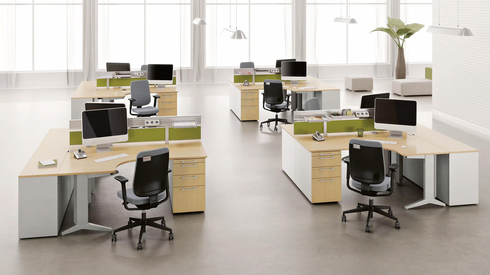 Steelcase Implicit Four Drawer Desk High Pedestal Melamine In Office Environment