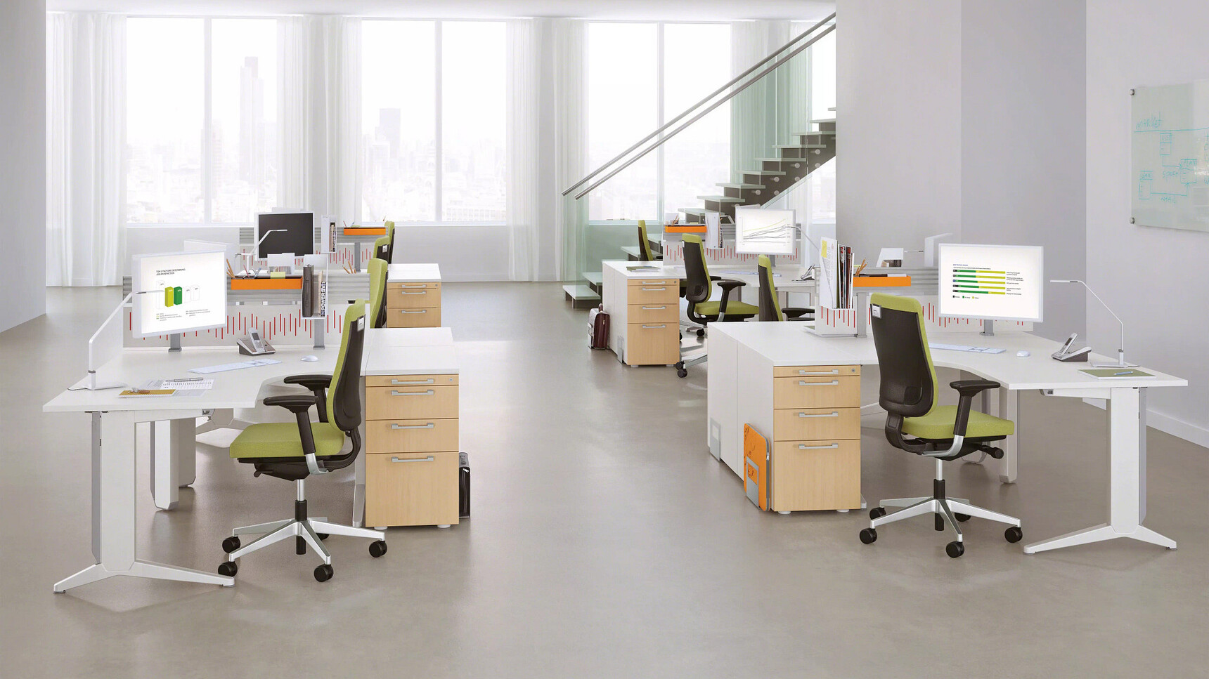 Implicit Four Drawer Desk High Pedestal Melamine Family Image