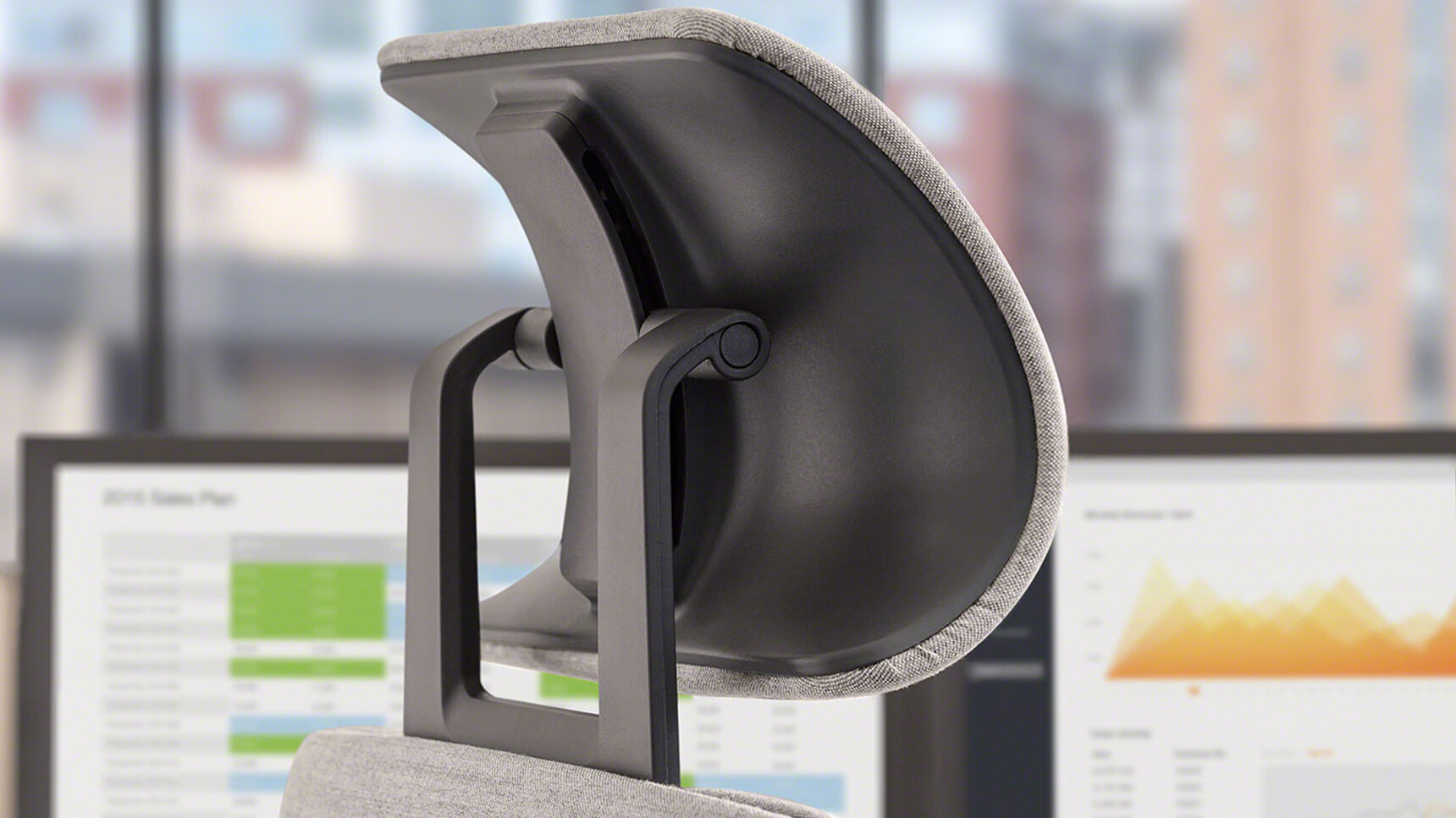 Steelcase Wrapped Back Office Task Chair With Headrest Detail Shot of Headrest