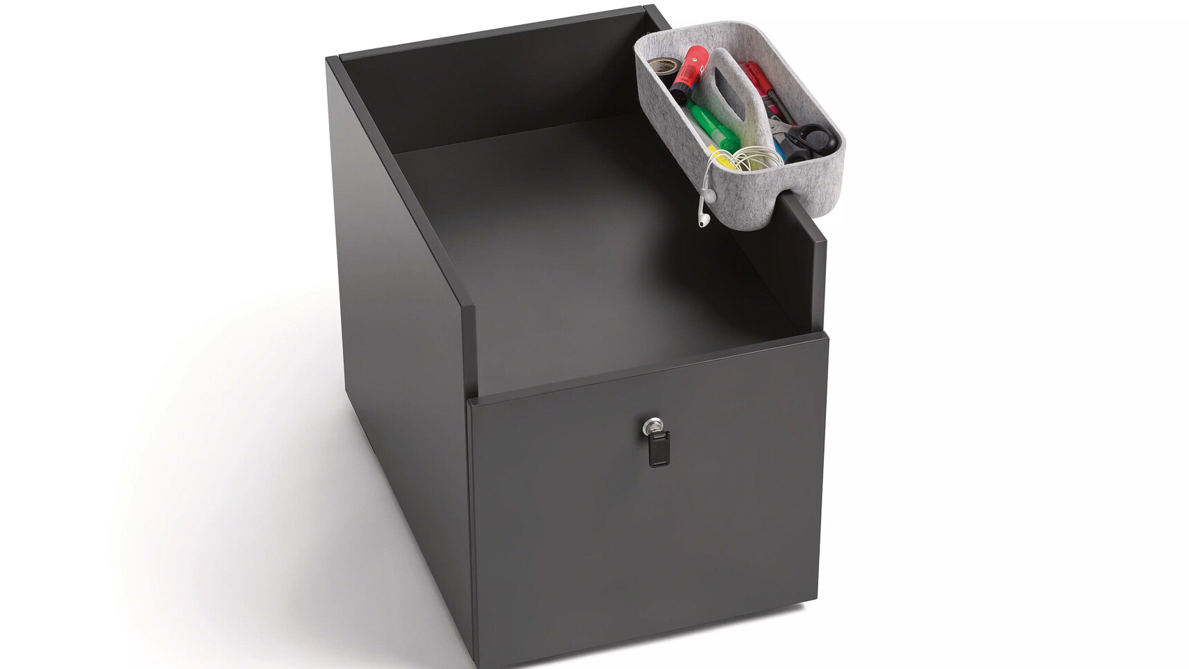 Steelcase Implicit Lease Bag Drop With Key Lock On Castors Black Finish With Toolbox Family Image