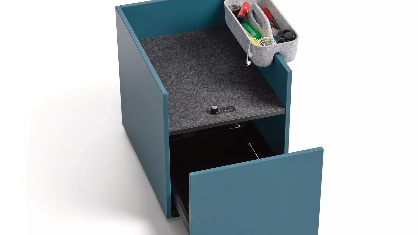 Steelcase Implicit Lease Bag Drop Keyless On Castors Blue With Draw Open Family Image