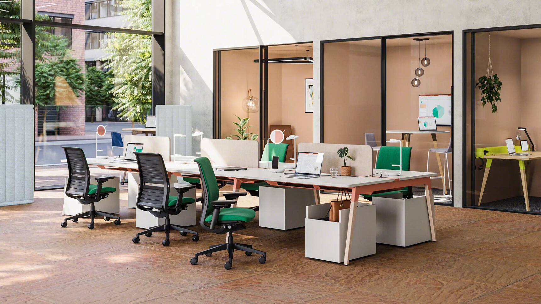 Steelcase Implicit Lease Bag Drop Keyless On Castors In Office Setting