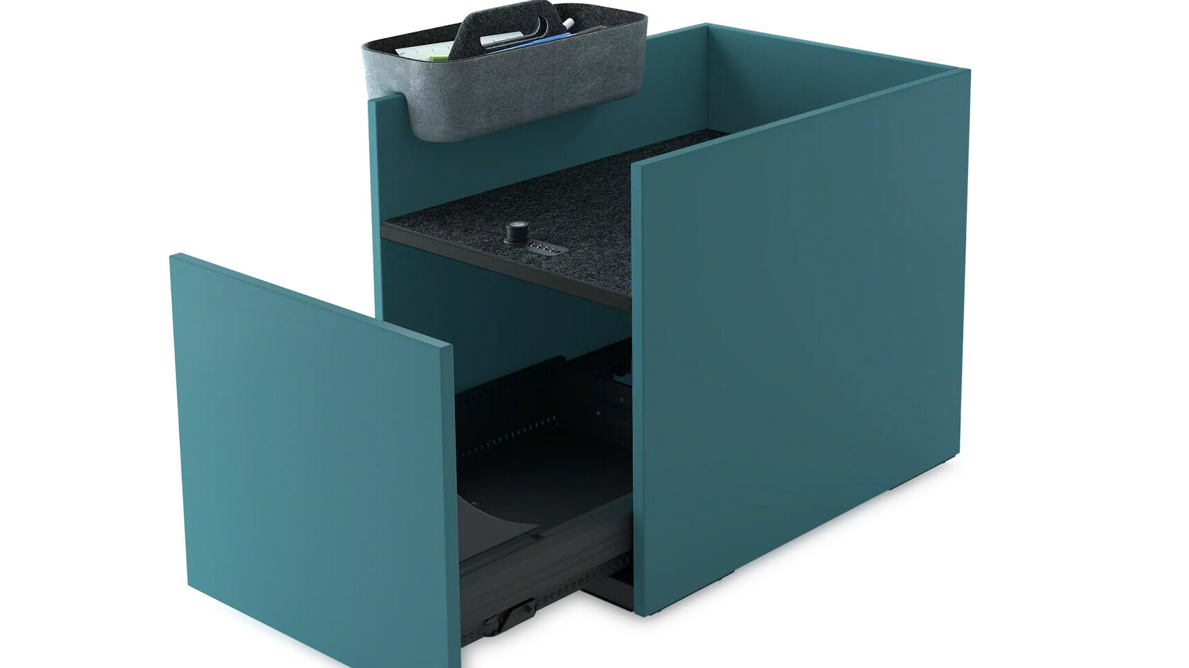 Steelcase Implicit Lease Bag Drop Keyless On Castors Blue Finish With Toolbox Family Image