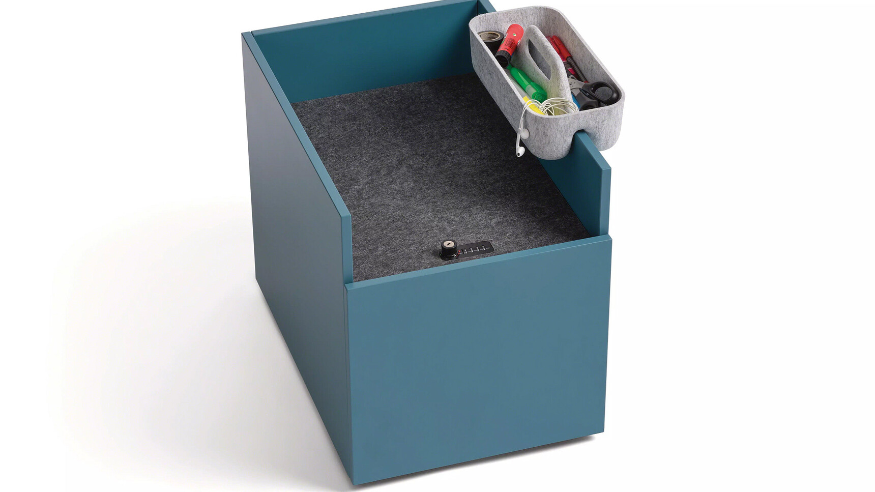 Steelcase Implicit Lease Bag Drop Keyless On Castors Blue Finish Family Image
