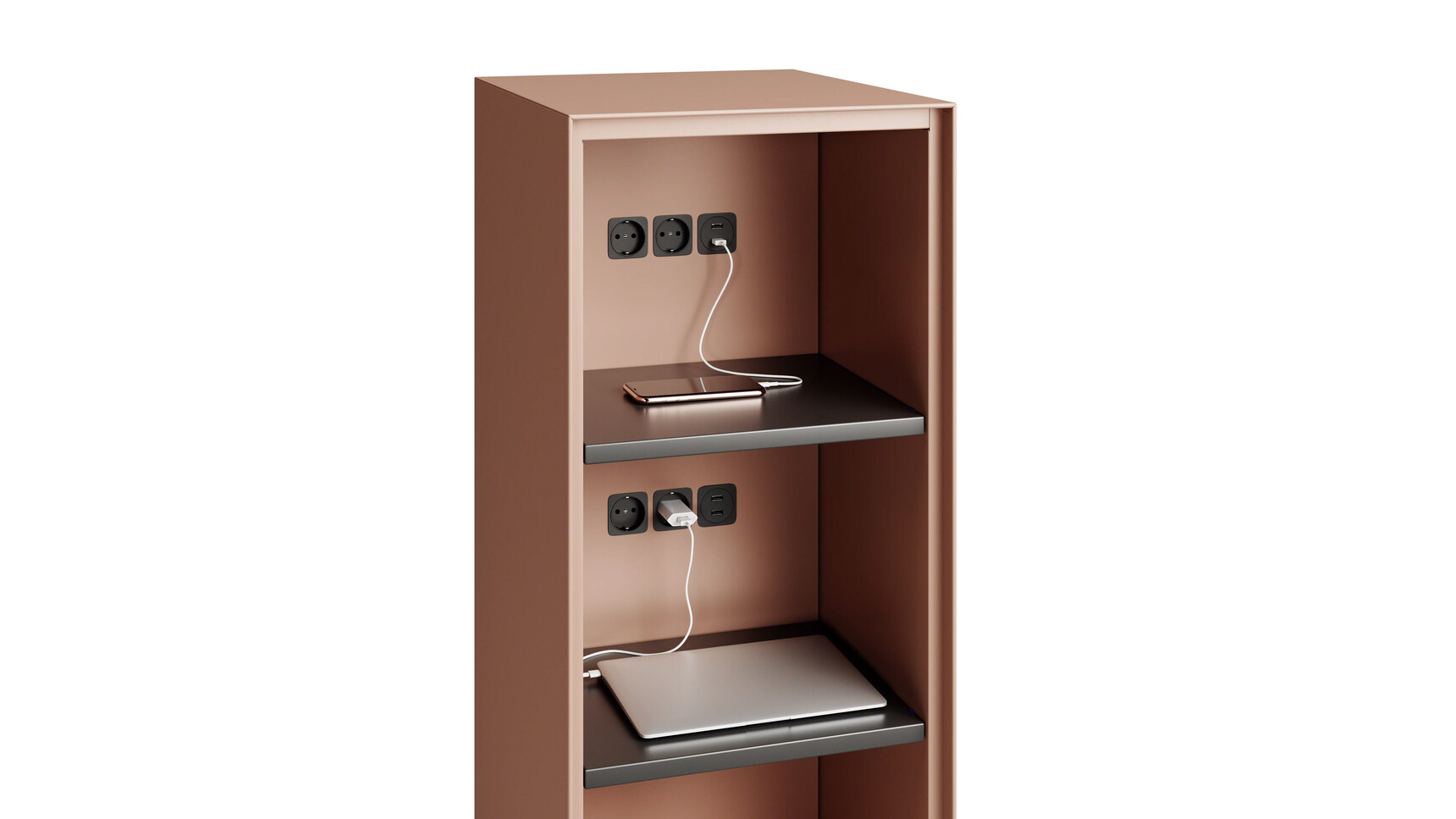 Steelcase Volum Art Open Mobile Storage Carcass Matte Copper Shelves And Base Merle Detail Image