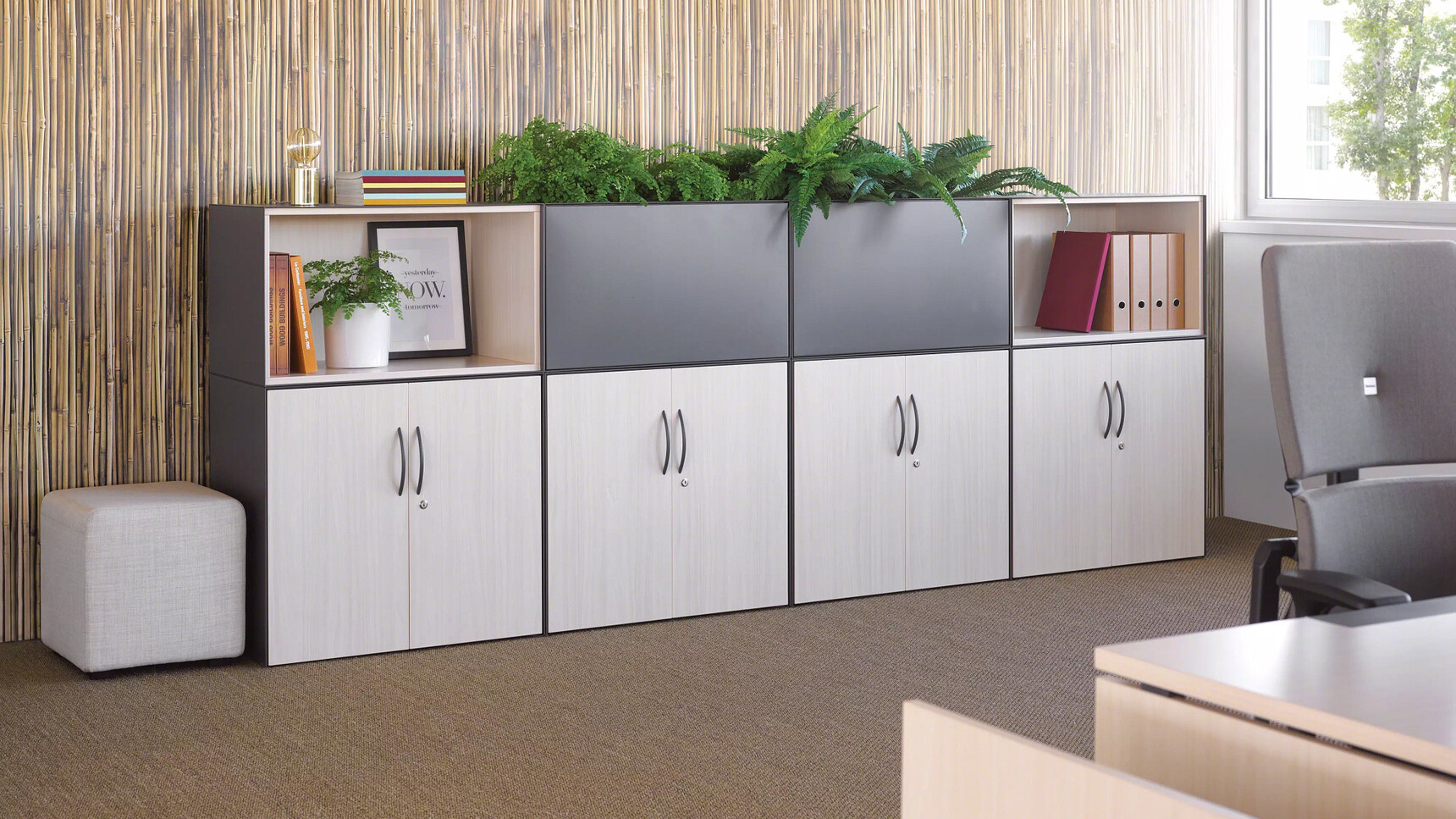 Steelcase Volum Art Cupboard Hinged Décor Doors In Office Setting