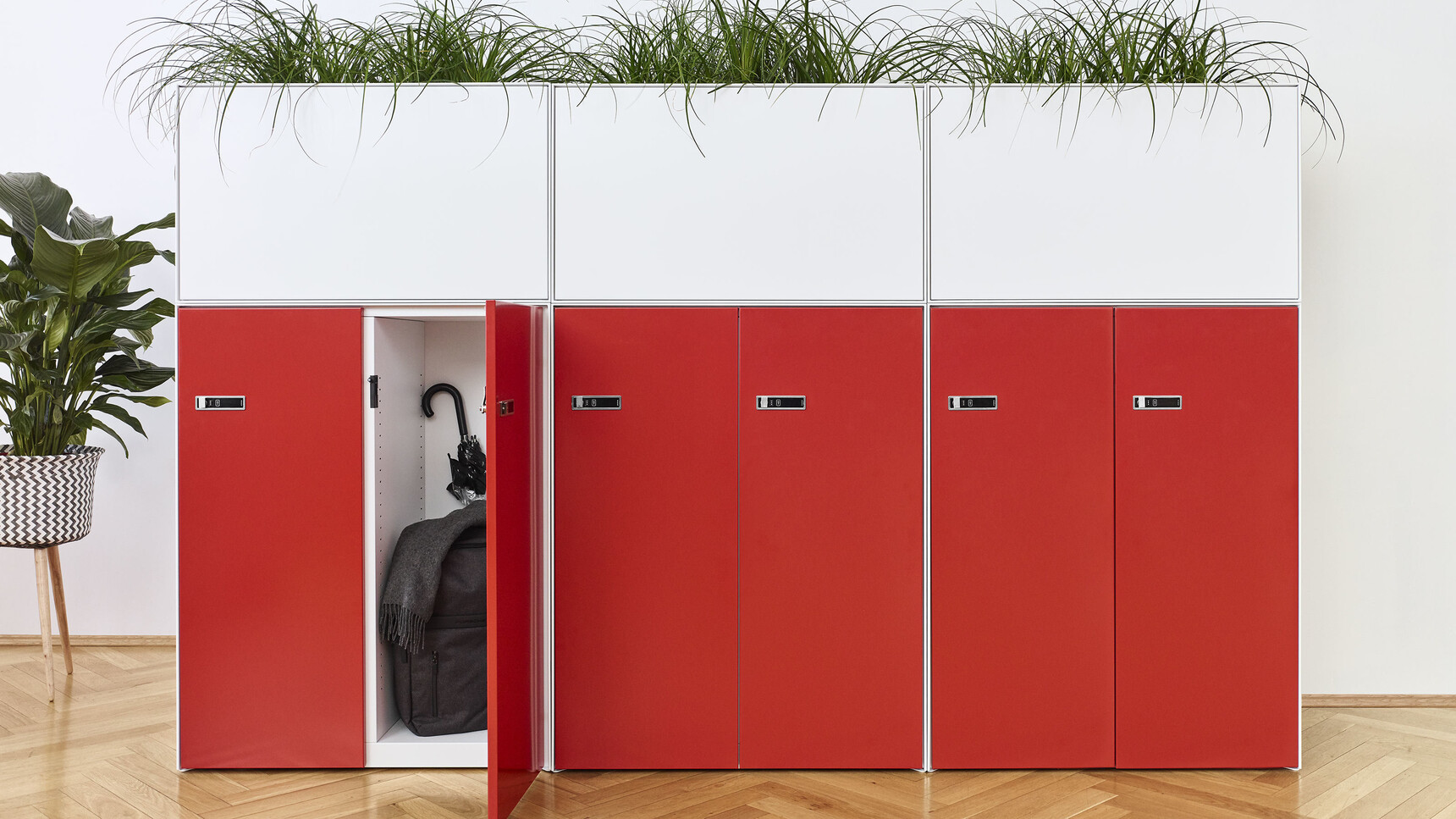 Steelcase Volum Art Lockers Hinged Metal Doors Red Finish Family Image