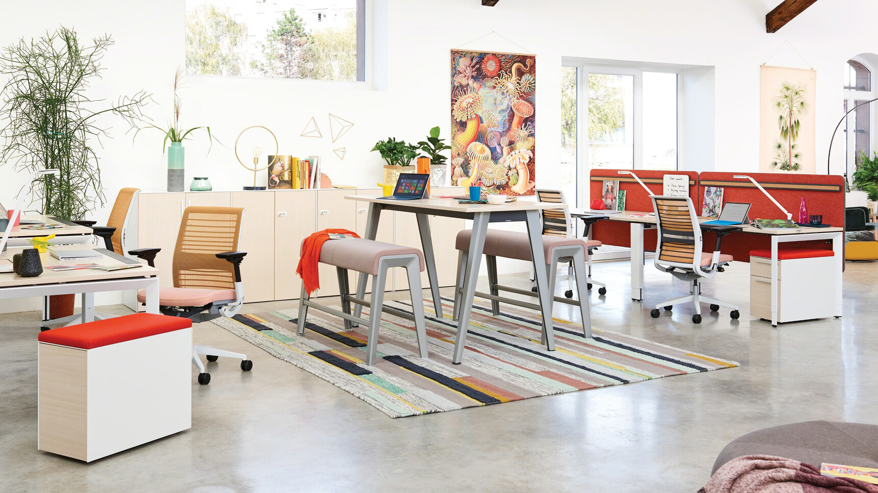 Steelcase Volum Art Lockers Hinged Metal Doors In Office Environment