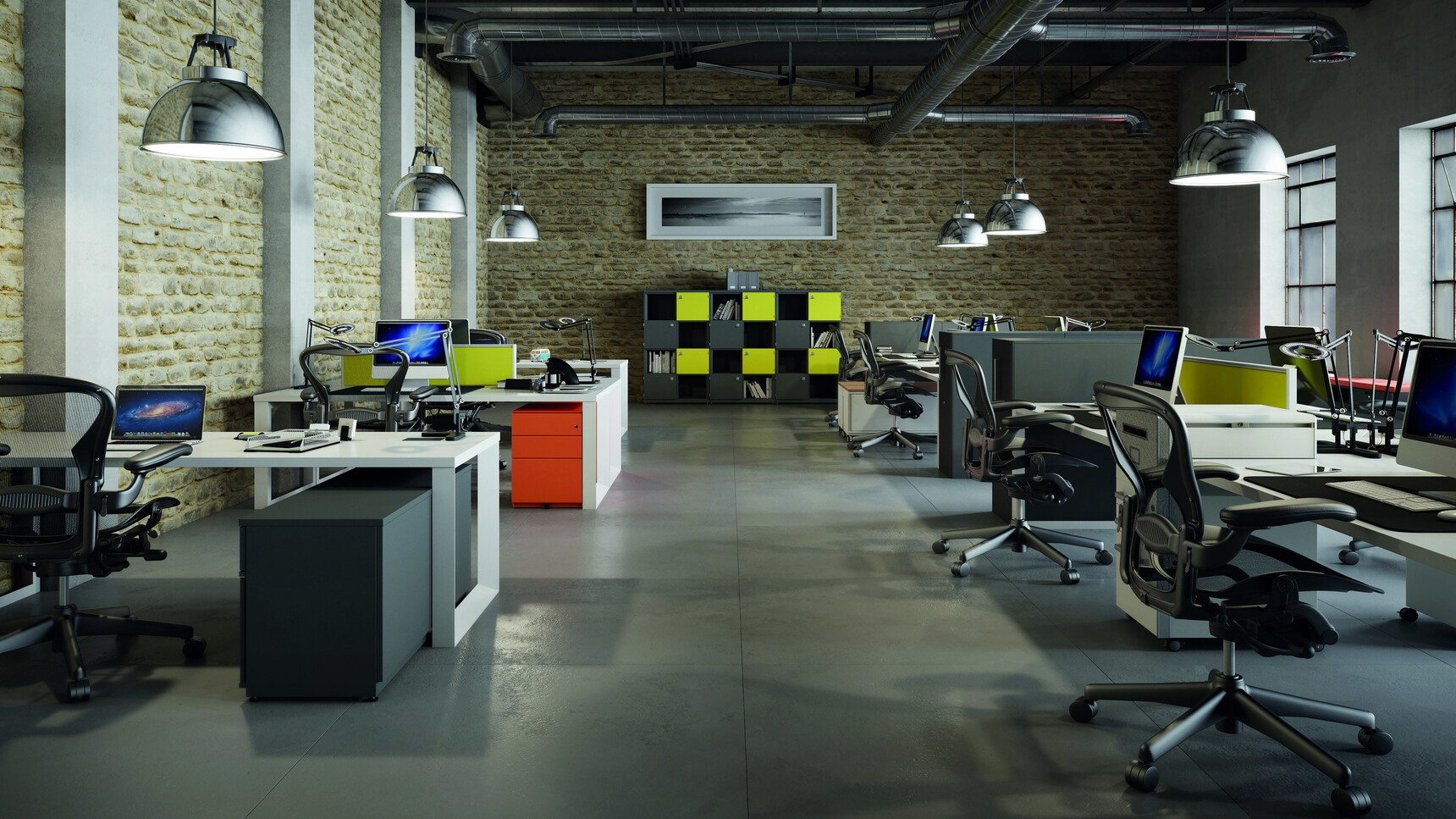 Bisley Note Three Stationery Drawers Narrow Mobile Pedestals In Office Setting