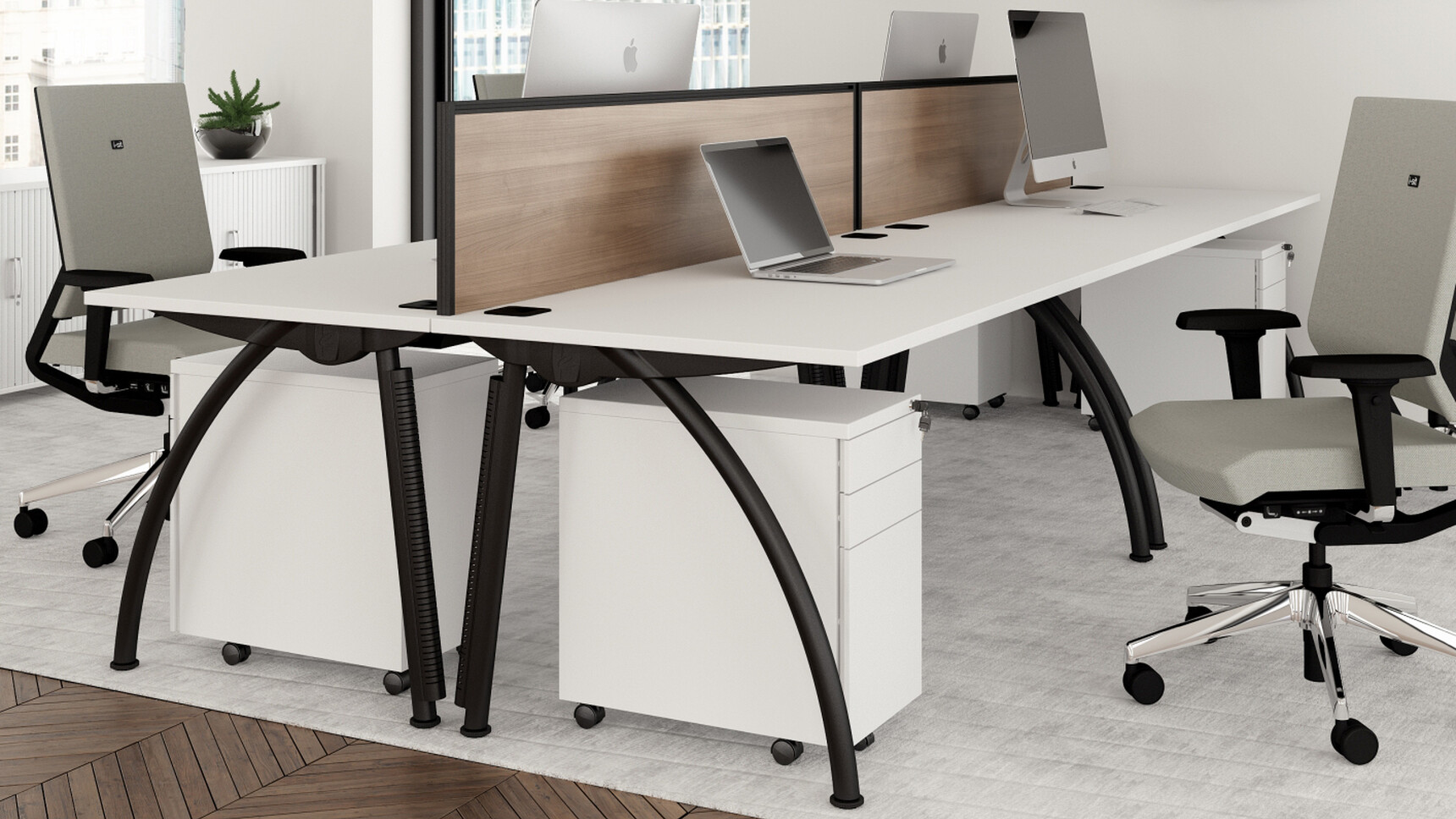 Four Elite Three Drawer Narrow Steel Flat Fronted Mobile Pedestals White Finish Two Single Drawer One Filing Drawer Flat Front Four Elite Office Chairs At Desks