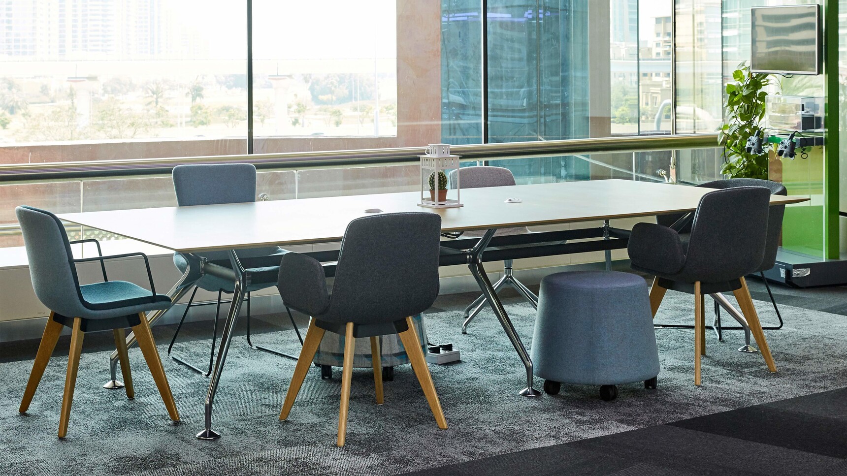 Orangebox Lano Rectangular Meeting Table With Six Chairs In Office Setting