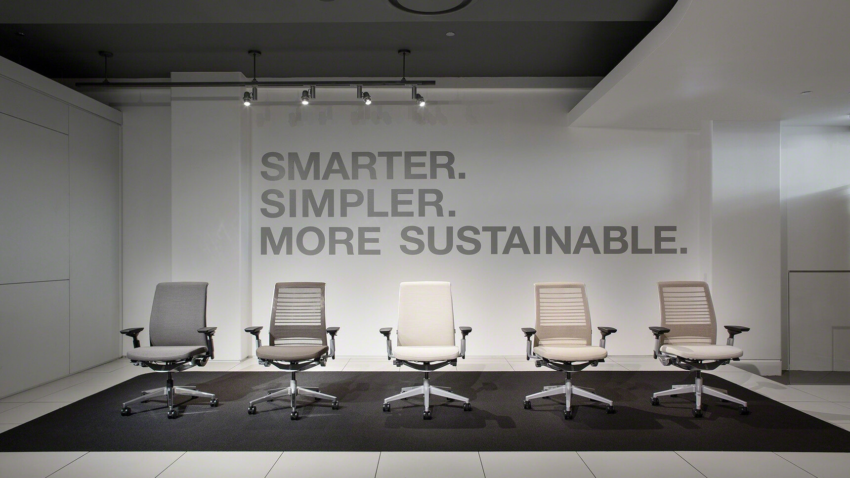 Steelcase Think Office Task Chair Group Shot including Mesh Back and Fully Upholstered