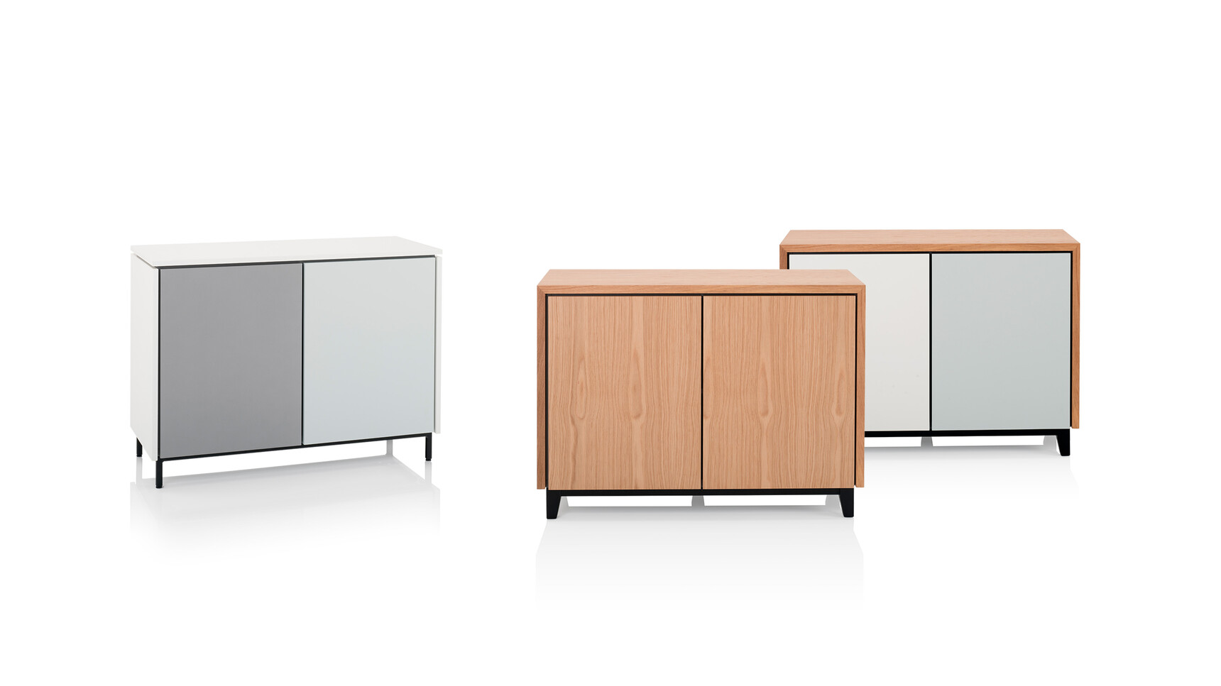 Three Orangebox Vari Credenzas Wood Base Family Image