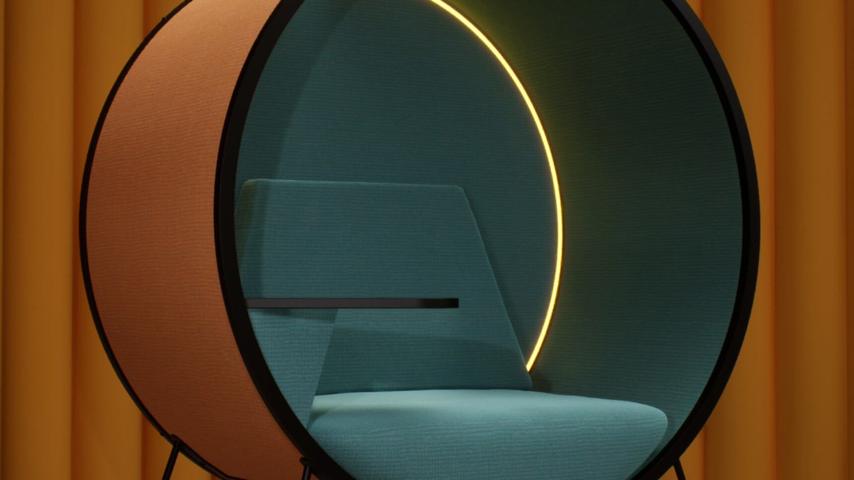 Connection Kuppel Single Seater Work Booth Orange Upholstery Family Image