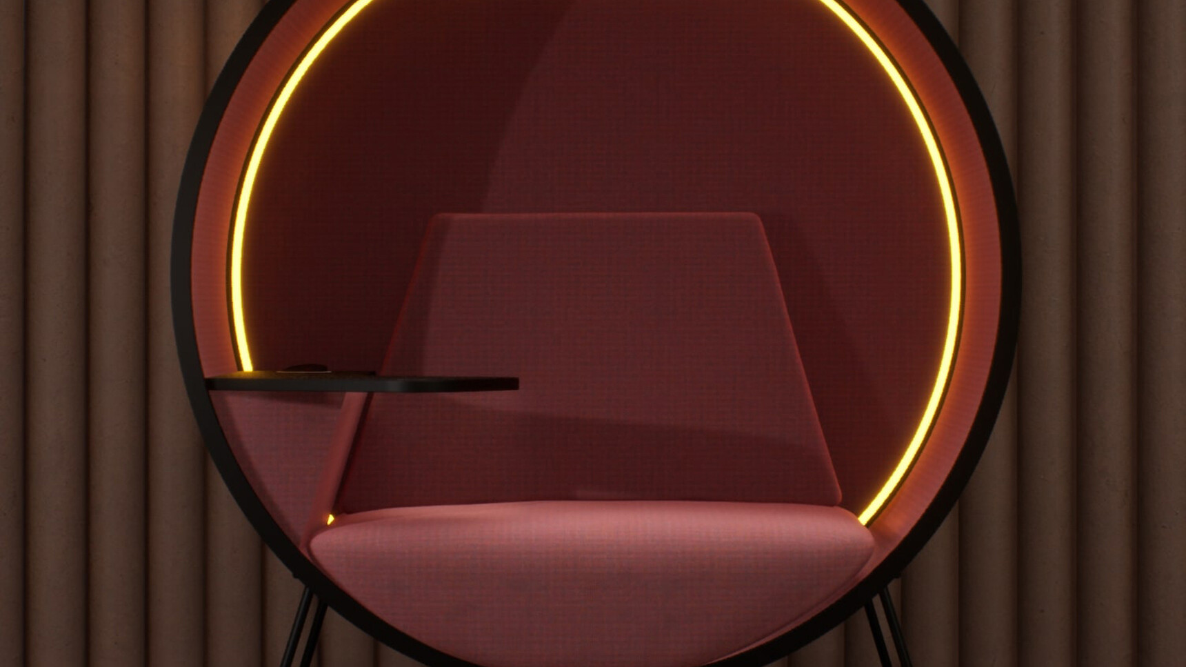 Connection Kuppel Single Seater Work Booth With Power Red Upholstery Family Image