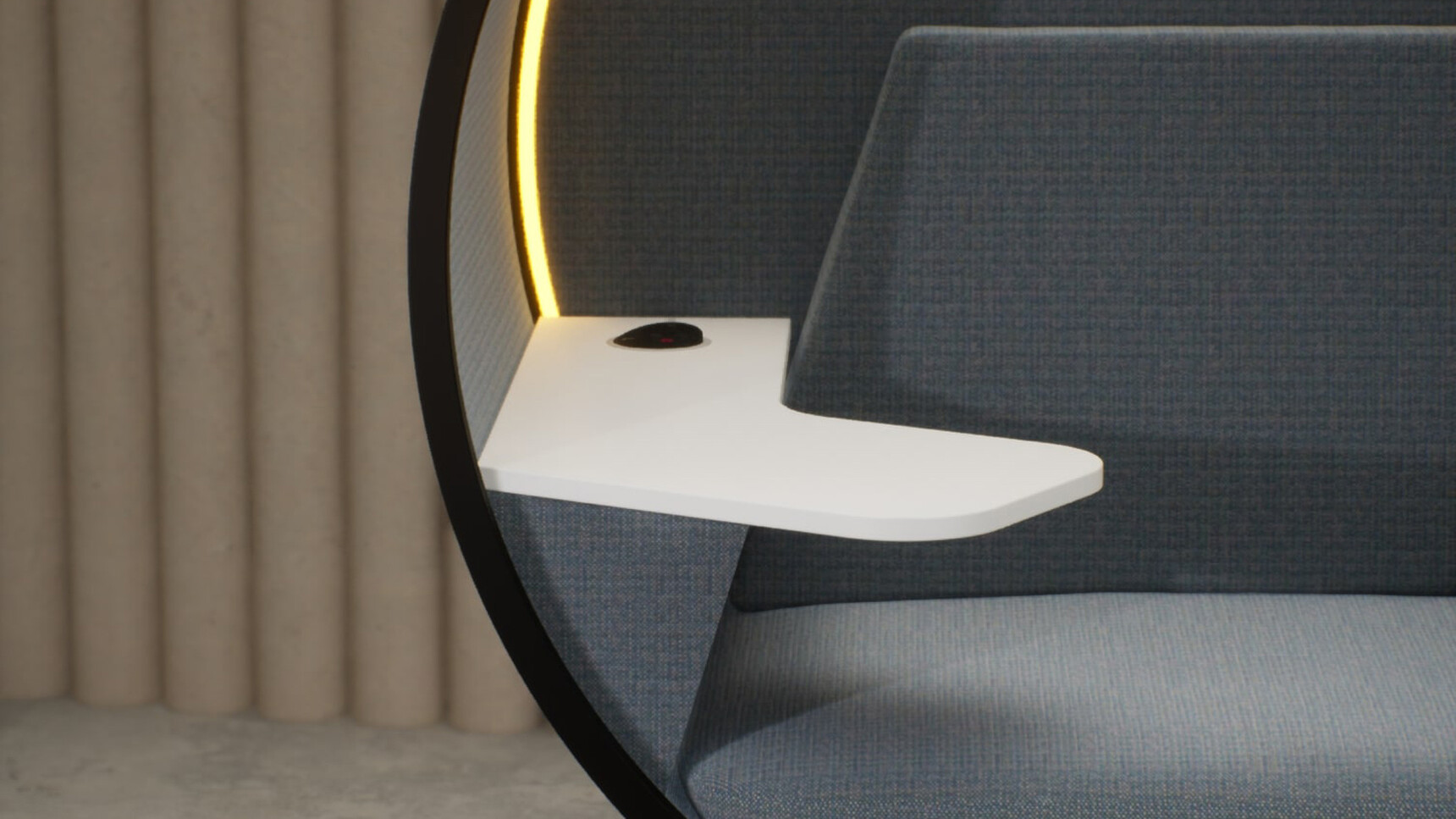 Connection Kuppel Single Seater Work Booth With Power Grey Fabric Detail Image