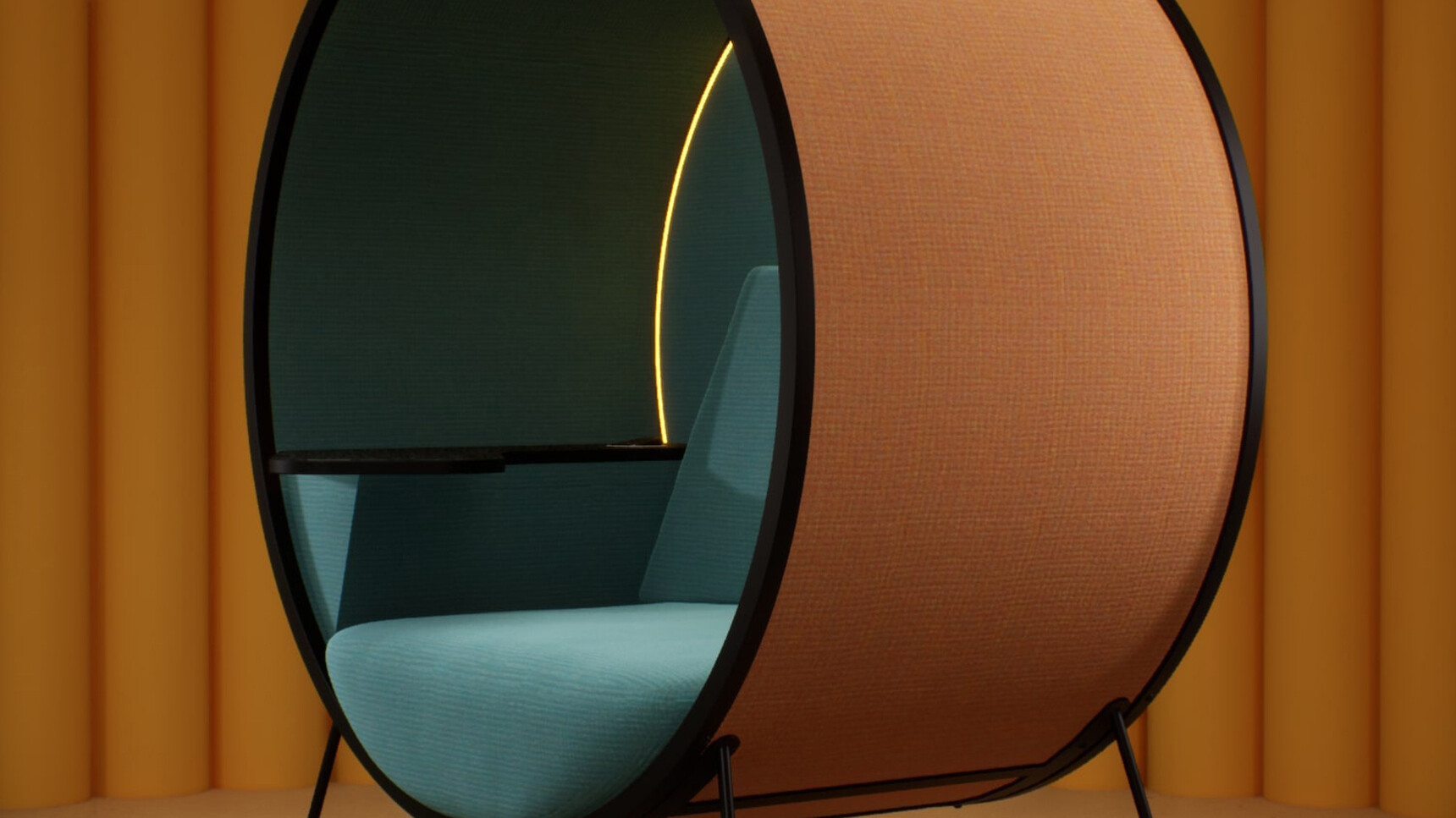 Connection Kuppel Single Seater Work Booth With Power Orange Upholstery Family Image