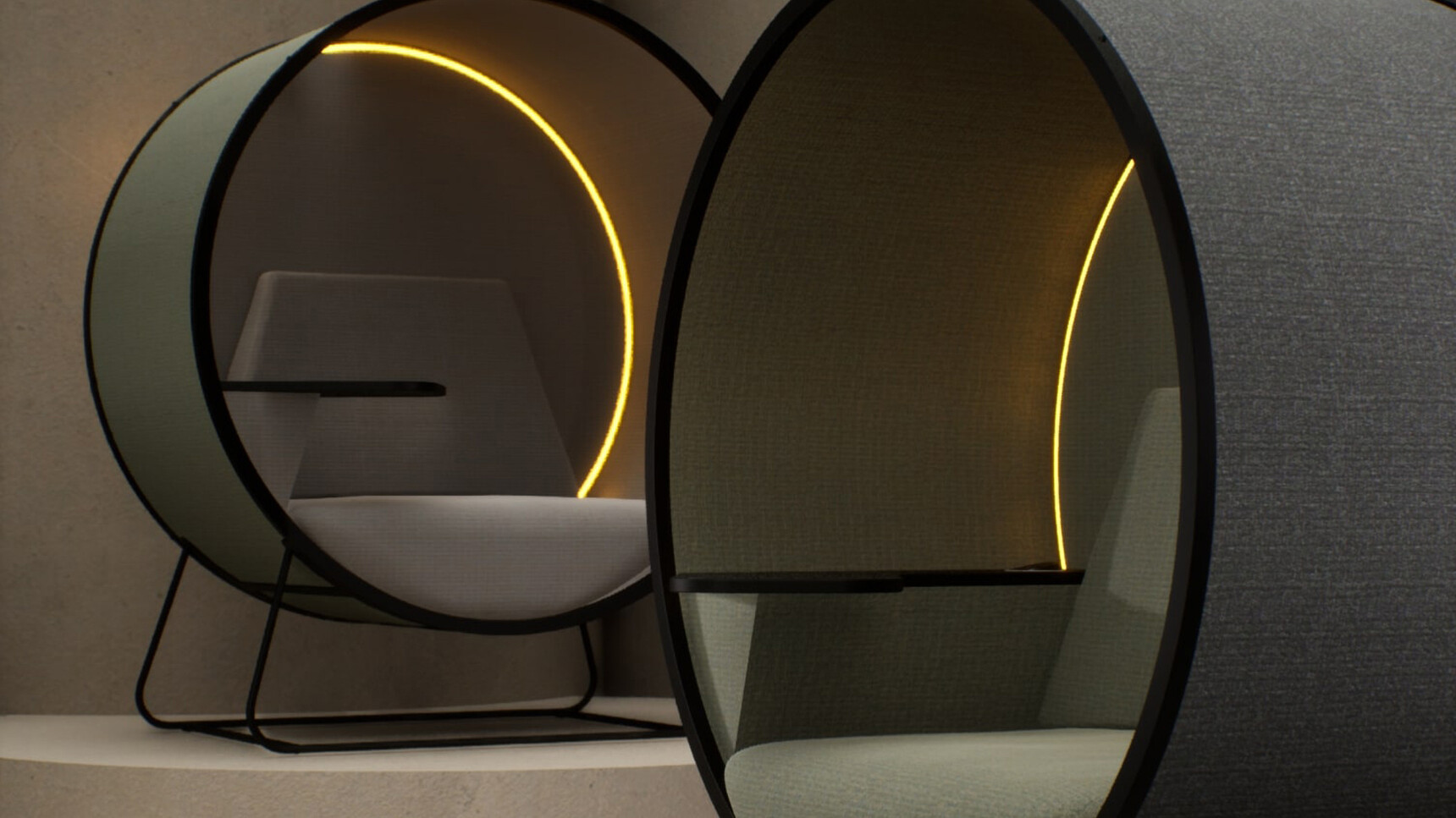 Connection Kuppel Single Seater Work Booths With Power Yellow LED Strip Family Image