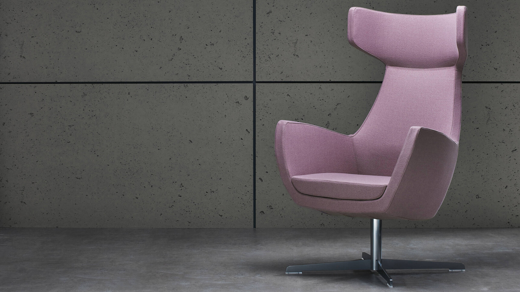 Connection Mae High Back Lounge Armchair With Metal Base Pink Upholstery Family Image