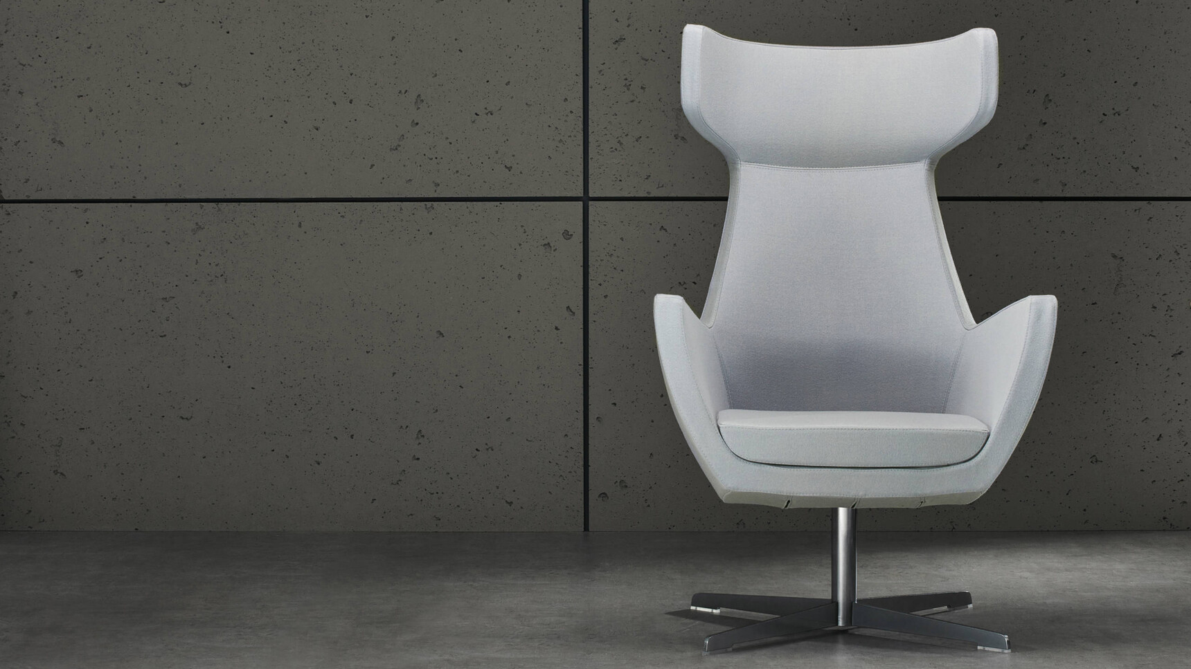 Connection Mae High Back Lounge Armchair With Metal Base White Upholstery Family Image