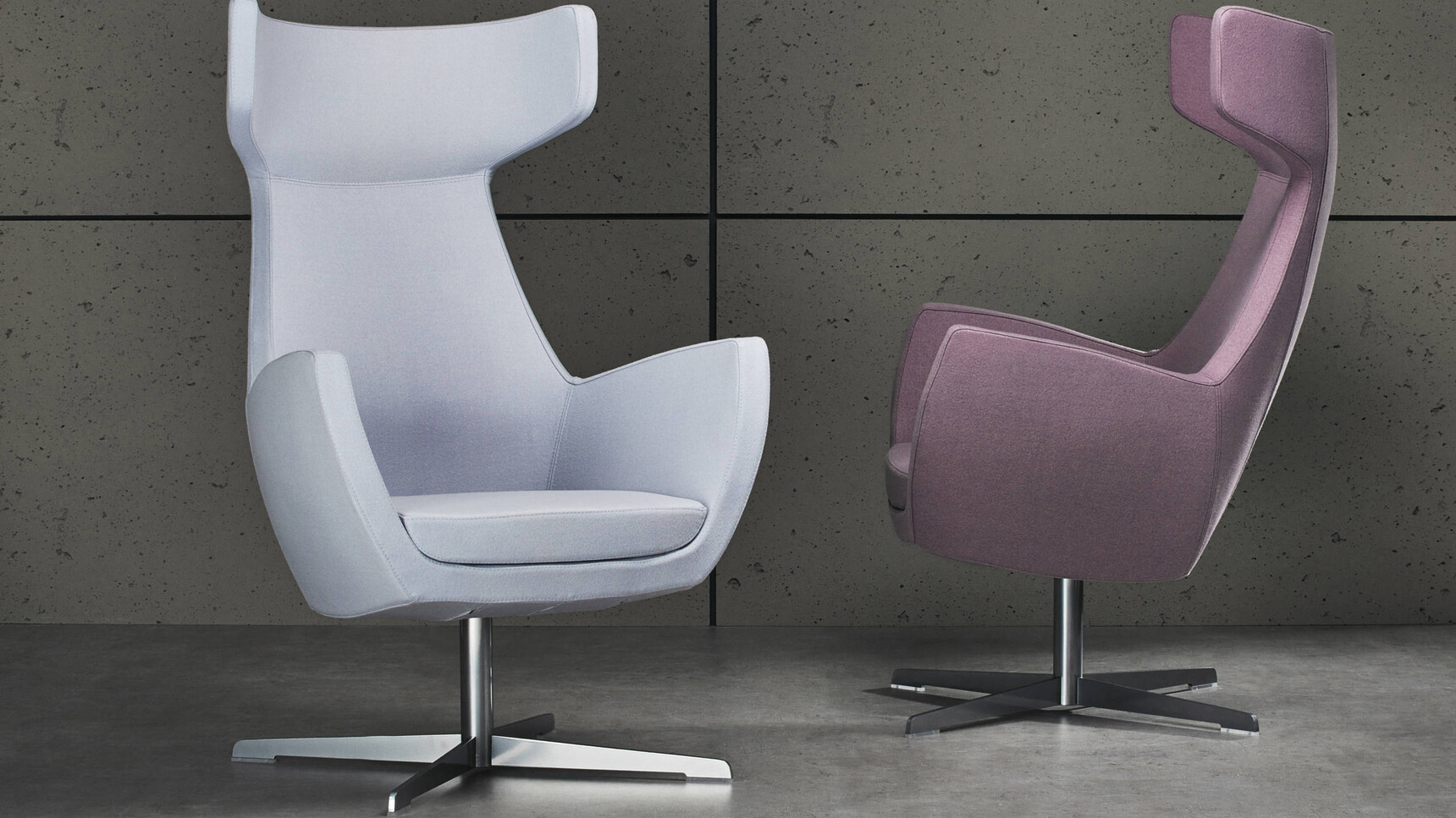 Connection Mae High Back Lounge Armchairs Chrome Finish Family Image