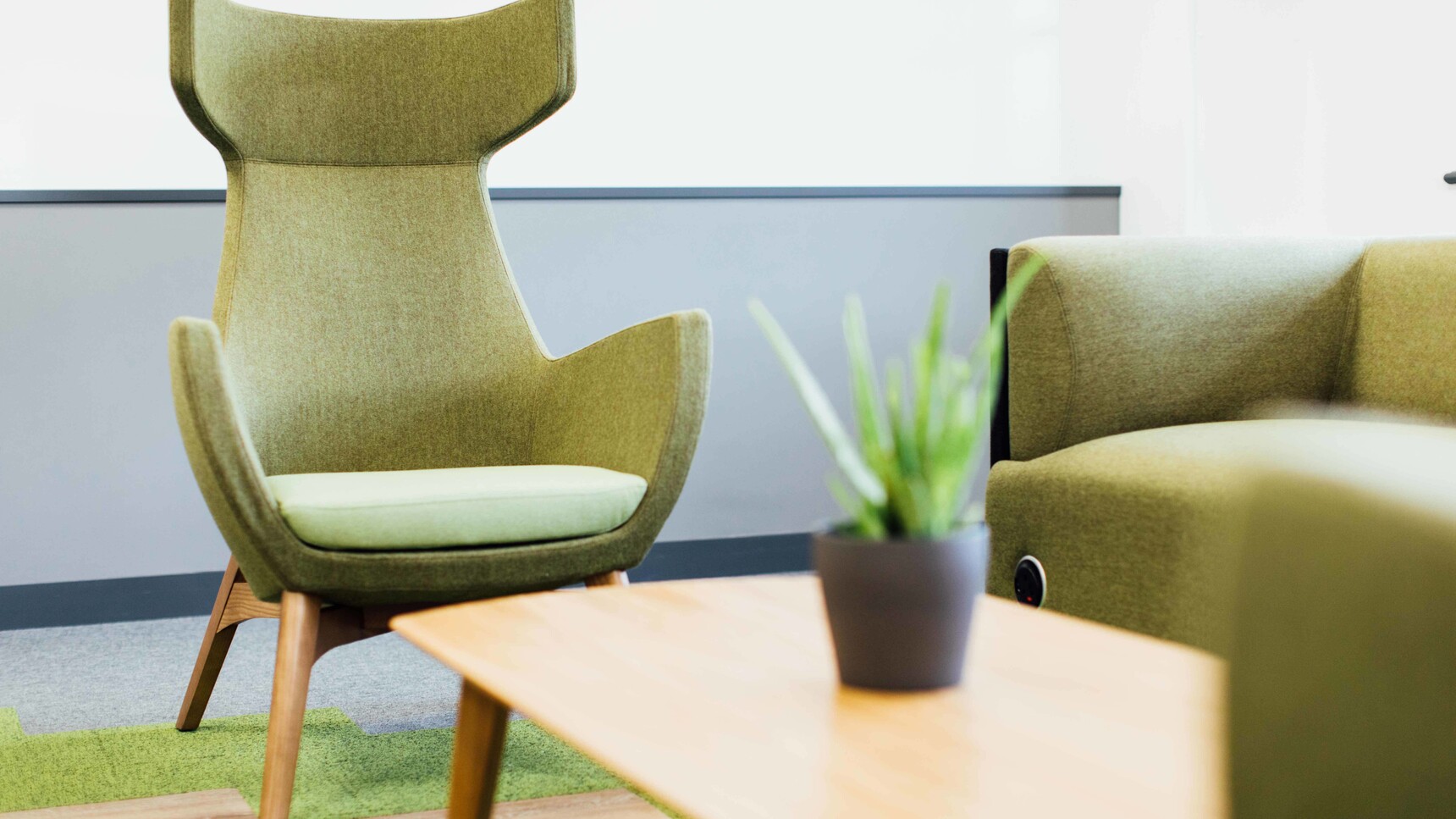 Connection Mae High Back Lounge Armchair With Four Leg Base With Sofa Family Image