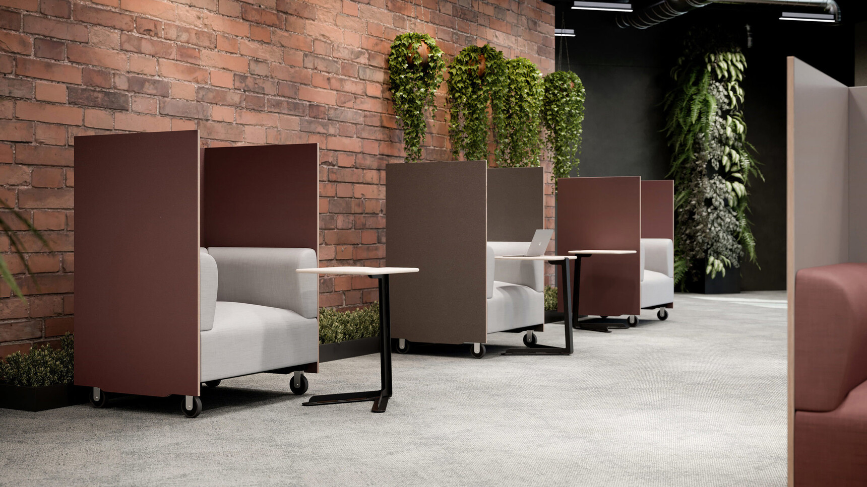 Connection Nomad High Back Booth Armchairs On Castors In Office Environment