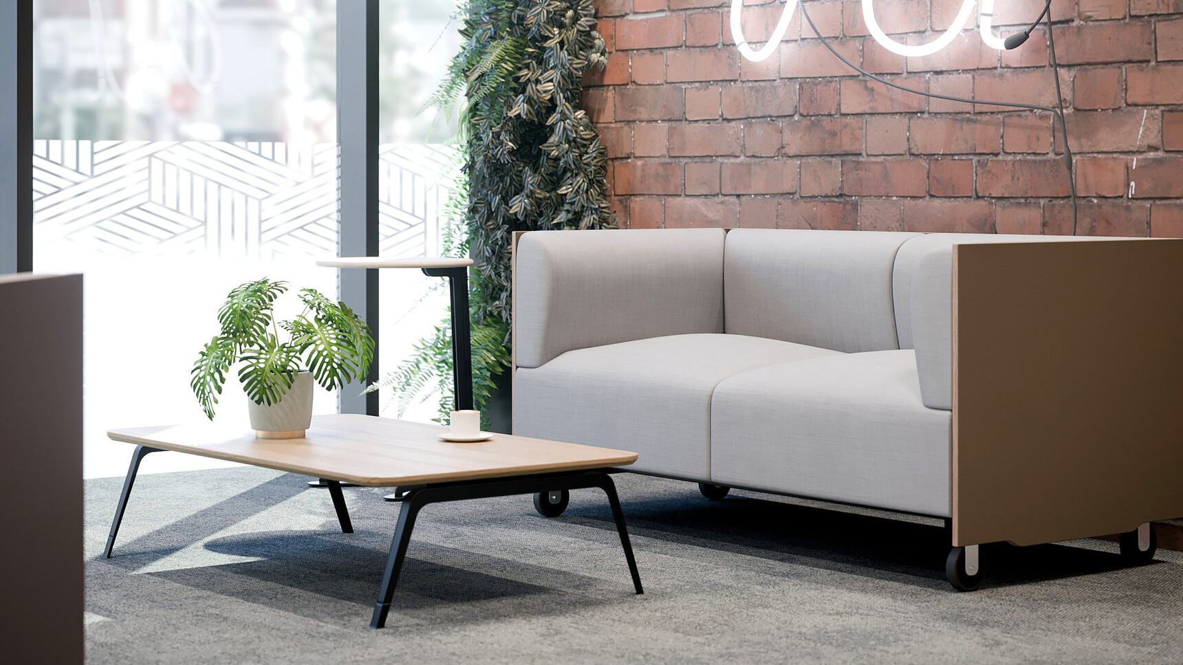 Connection Nomad Low Back Booth Sofa On Castors In Office Setting