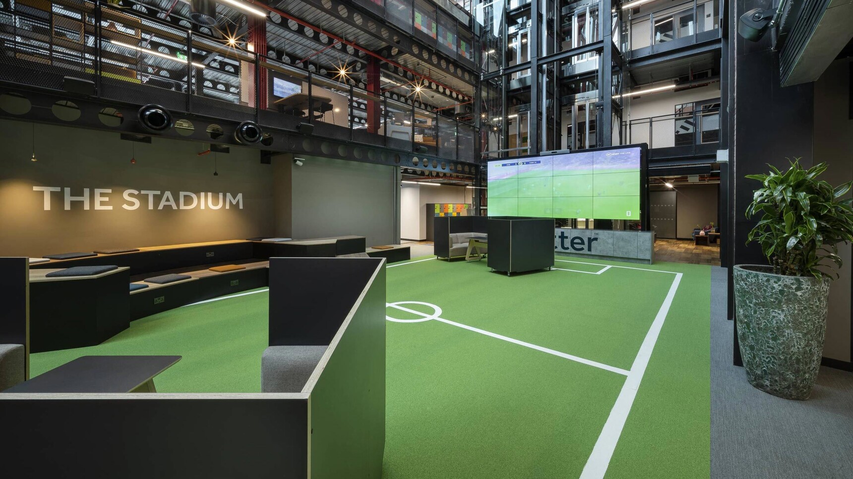 Four Connection Nomad High Back Booth Sofas On Castors In Office Setting