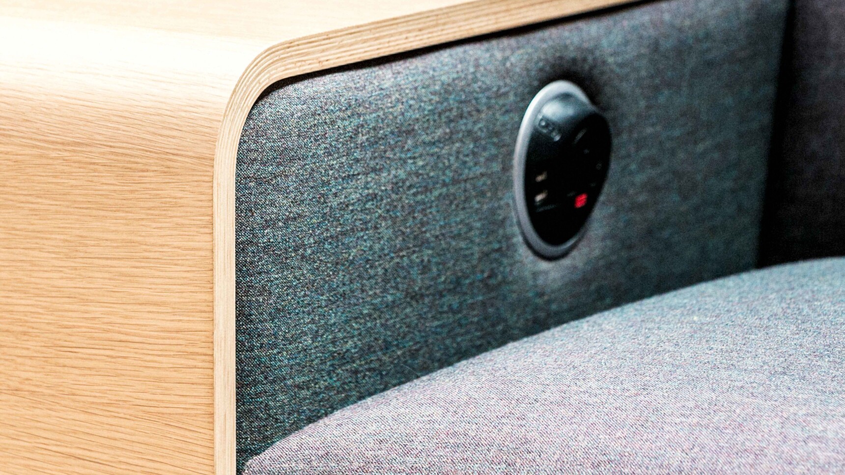 Connection Tryst Open Ended Low Back Media Booth Detail Image Of Power In Arms