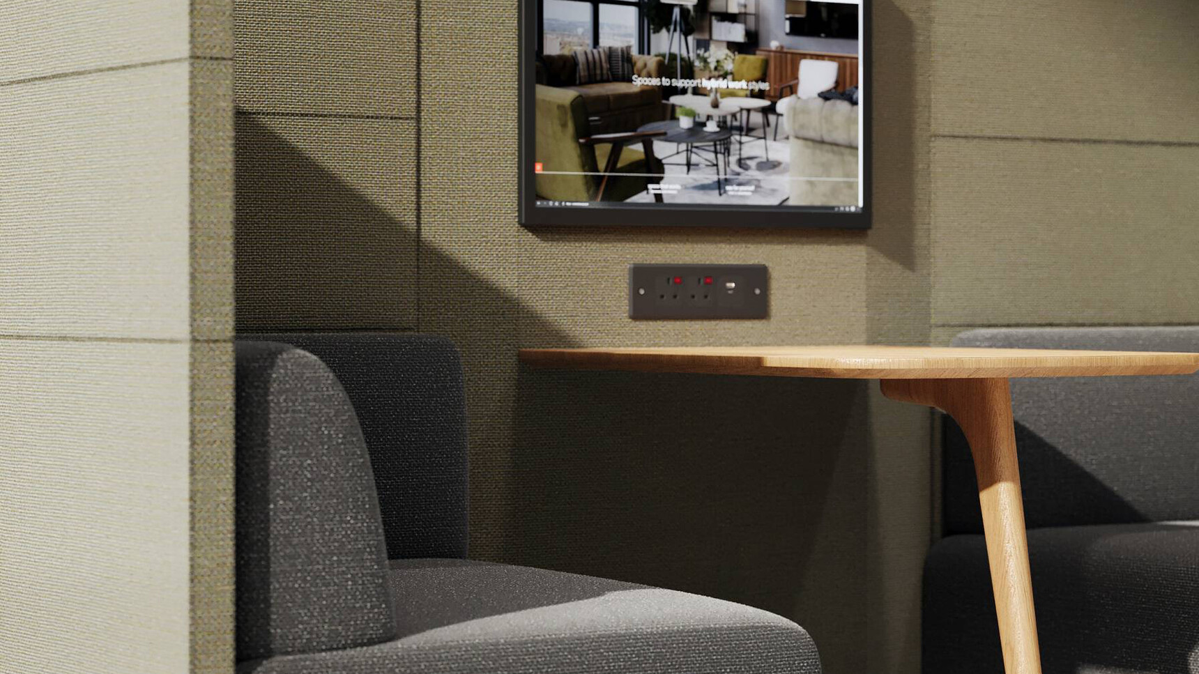 Connection Tryst Open Ended High Back Media Booths Detail Image