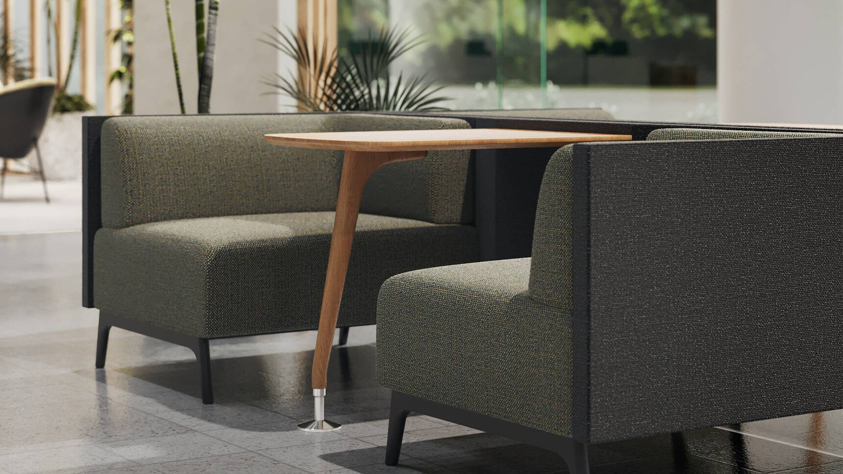 Connection Tryst Open Ended Low Back Media Booth In Office Setting