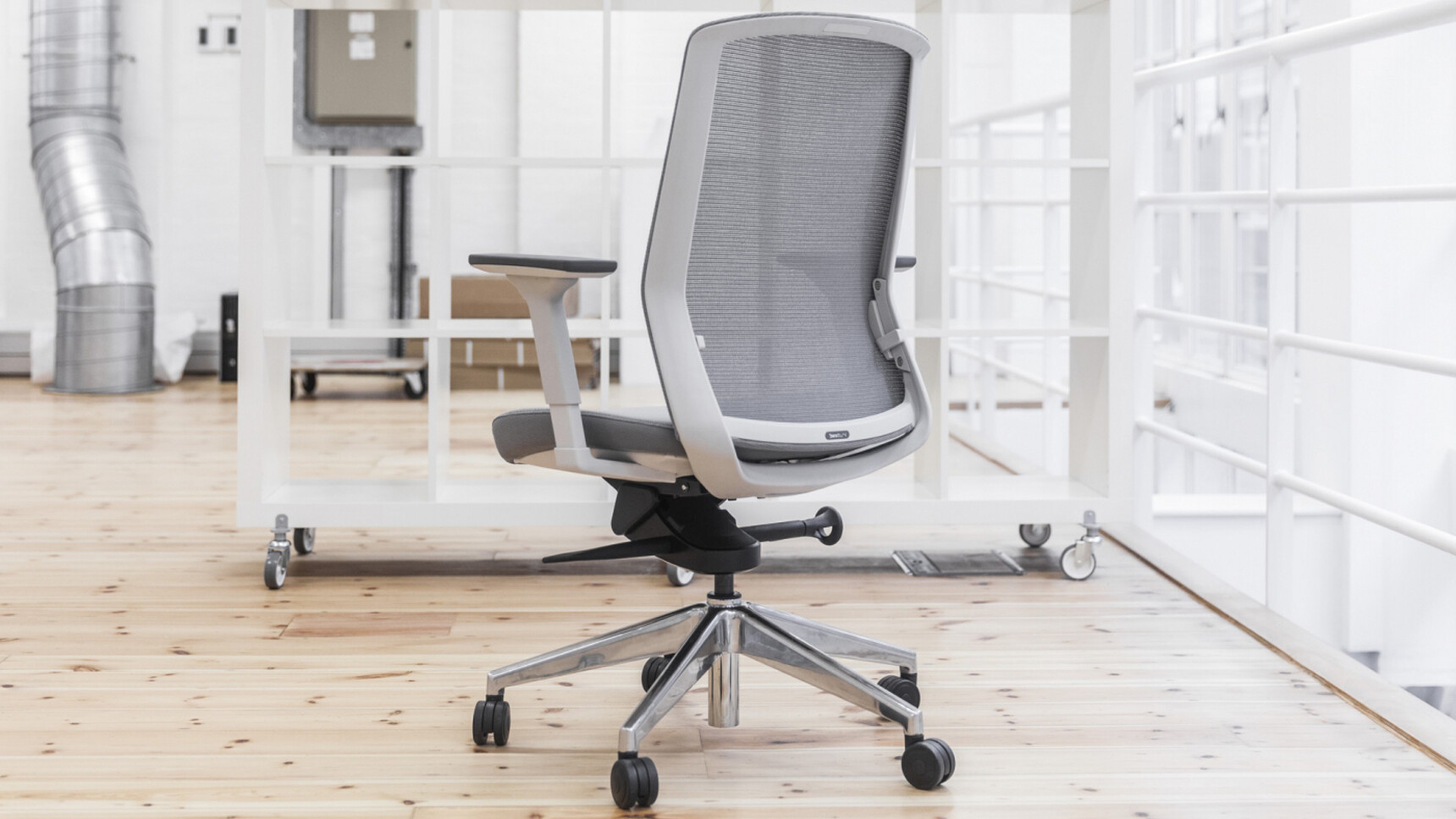 Workstories J1 Mesh Back Office Chair Polished Base Grey Upholstery