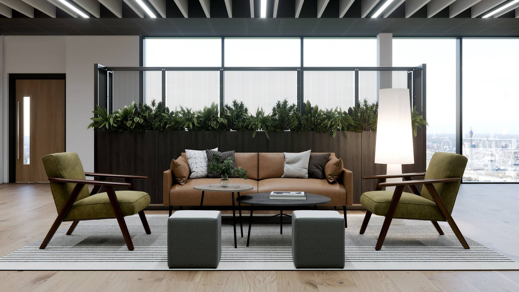 Connection Harp Socialise Space Divider In Office Environment