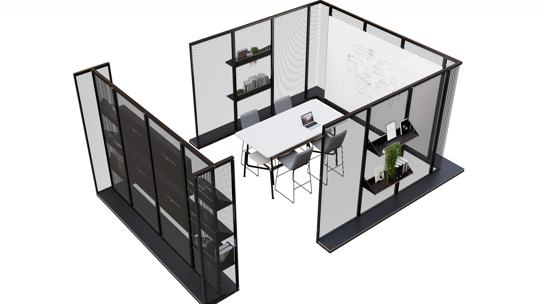 Connection Harp Meeting Space Divider Overhead Front Family Image