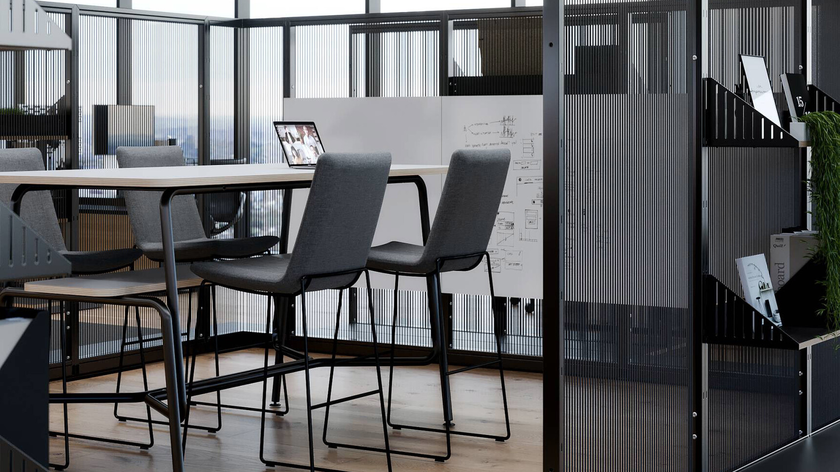 Connection Harp Meeting Space Divider Detail Image