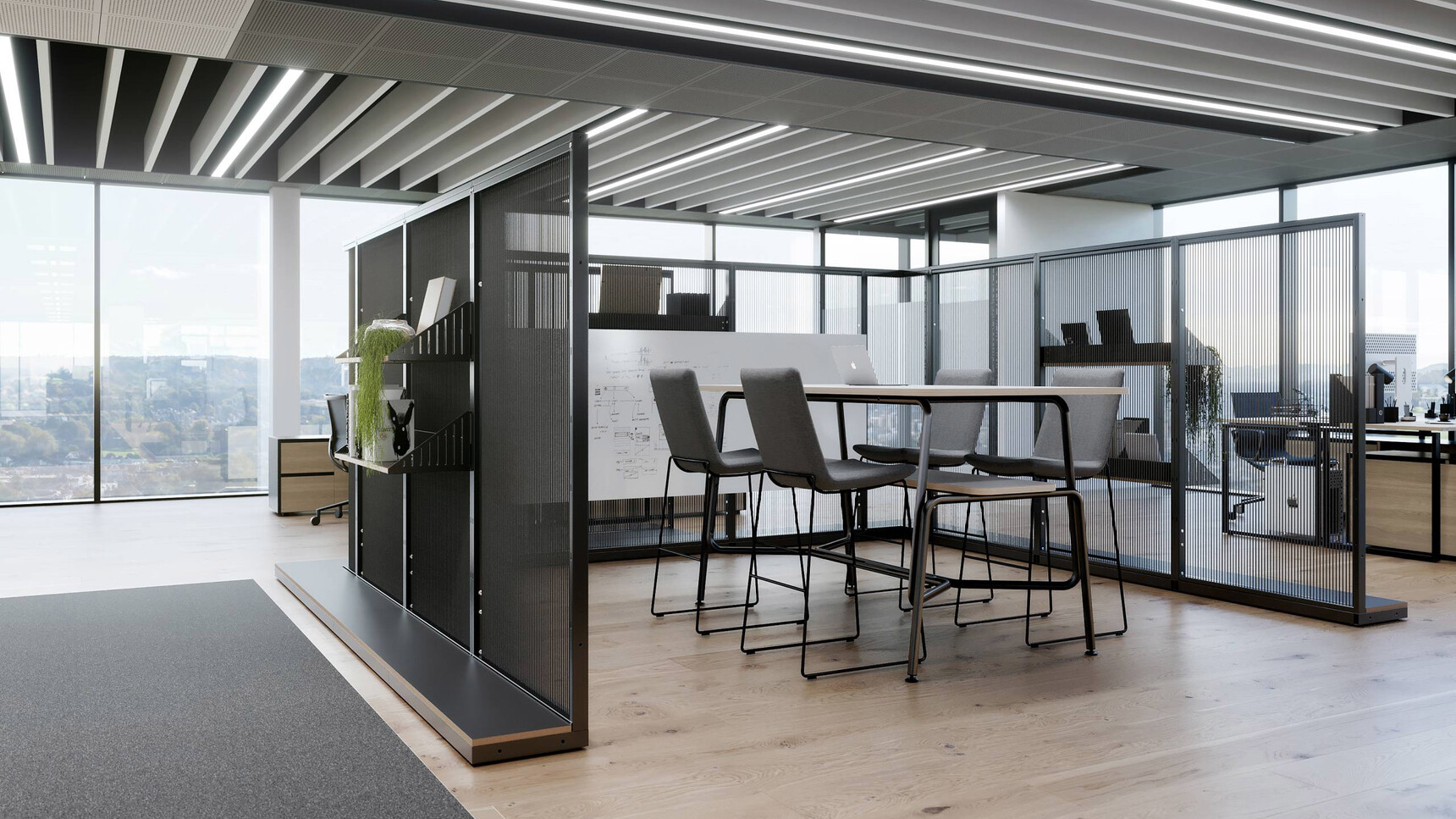 Connection Harp Meeting Space Divider In Office Setting