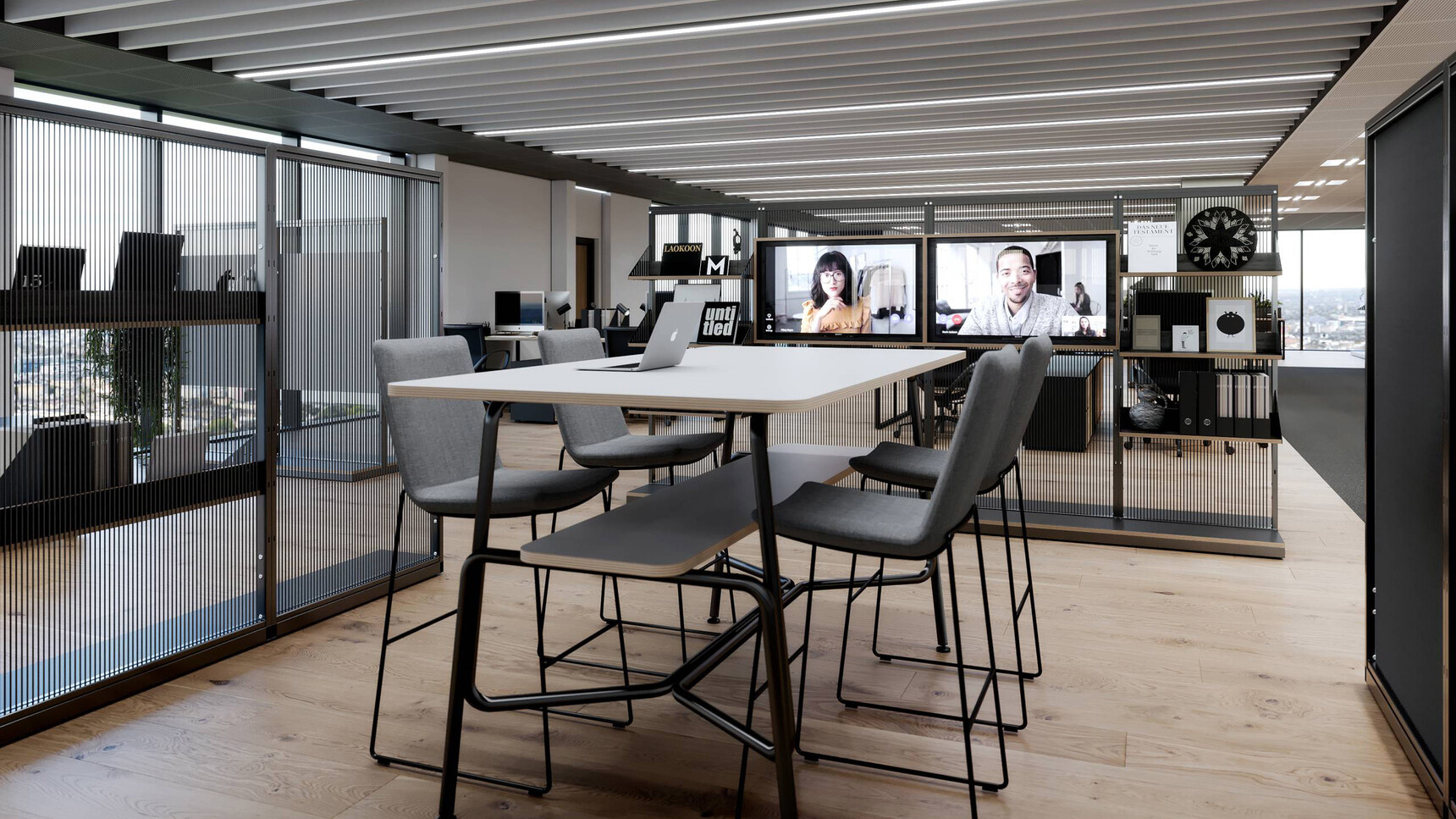 Connection Harp Meeting Space Divider In Office Environment