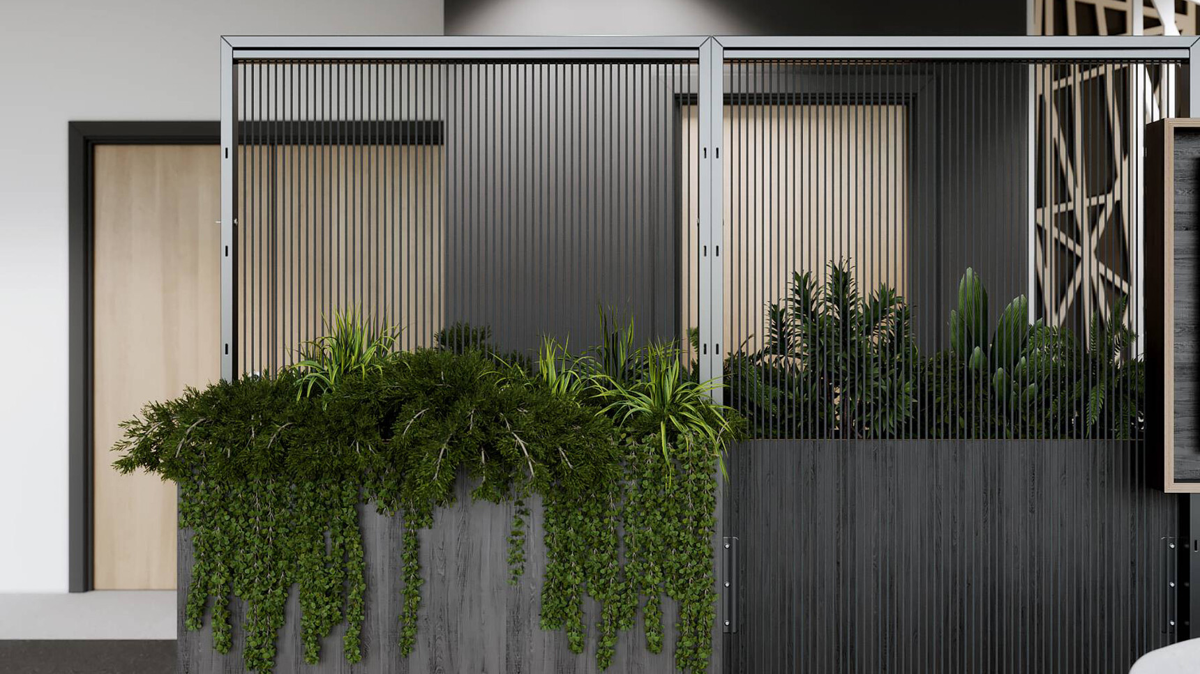 Connection Harp Lounge Space Divider Detail Image Of Planters