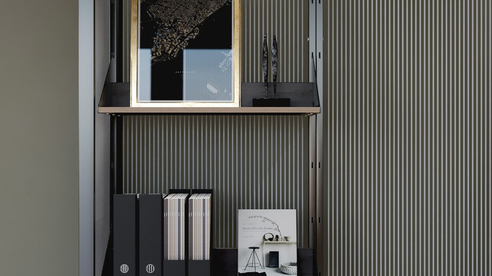 Connection Harp Lounge Space Divider Detail Image Of Shelving Grey Cords