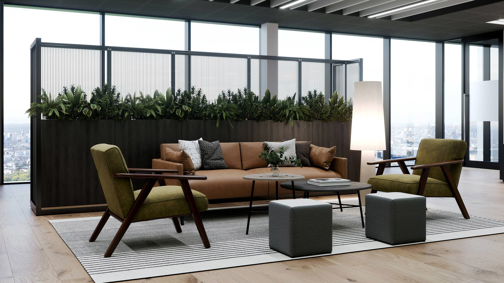 Connection Harp Lounge Space Divider In Office Setting