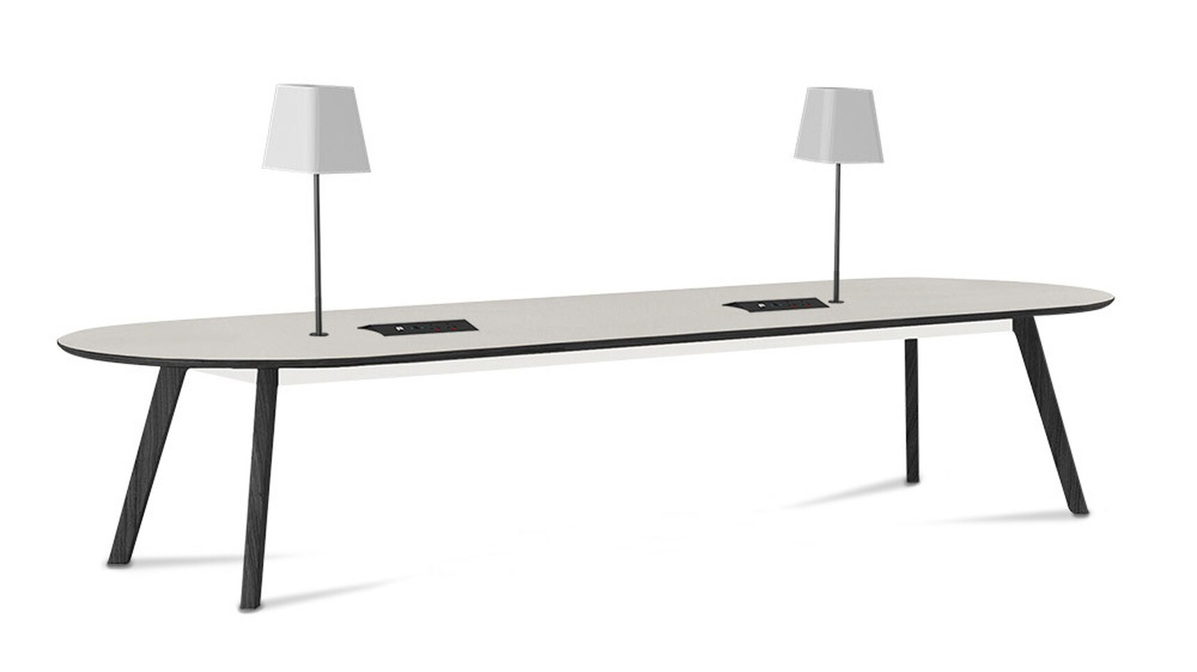 Connection Co. Table D Ended Meeting Table Power And Light Cutouts Family Image