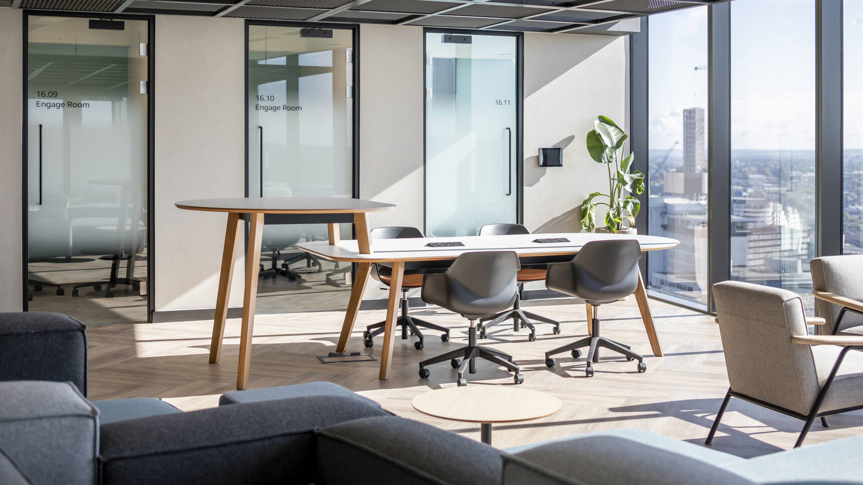 Connection Co. Table Poseur Height Table In Office Environment